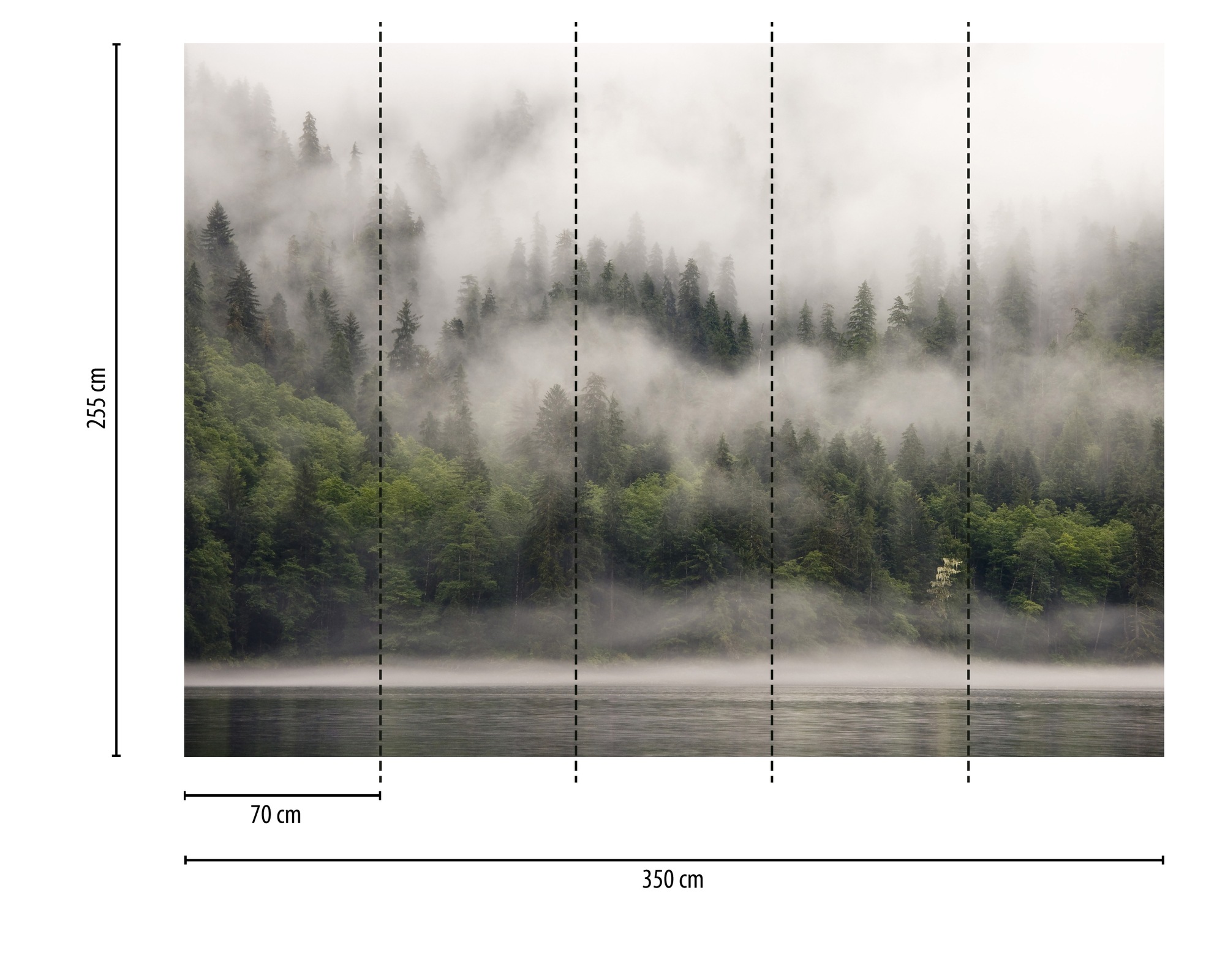 A.S. Création Vliestapete »Fototapete Wald im Nebel Grün Grau Naturmotiv« matt strukturiert