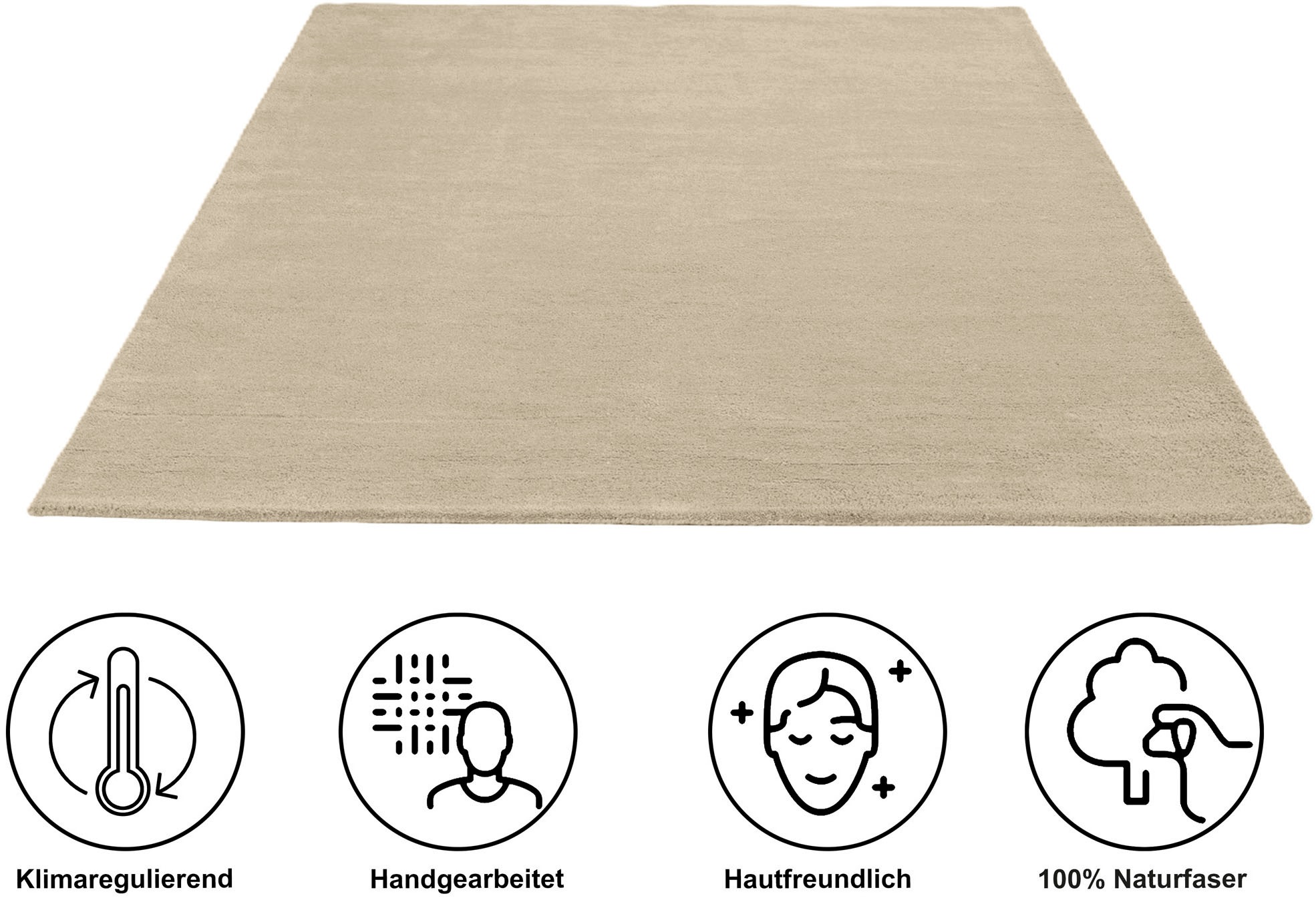 Wollteppich OTTO HOME "Gabbo Natur, Handgefertigt, Teppich, reine Wolle, meliert" Gr. 7, sand, B:240cm H:14mm L:340cm, Wolle, Teppiche, reine Wolle, Uni, Wohnzimmer, Schlafzimmer, Esszimmer 2