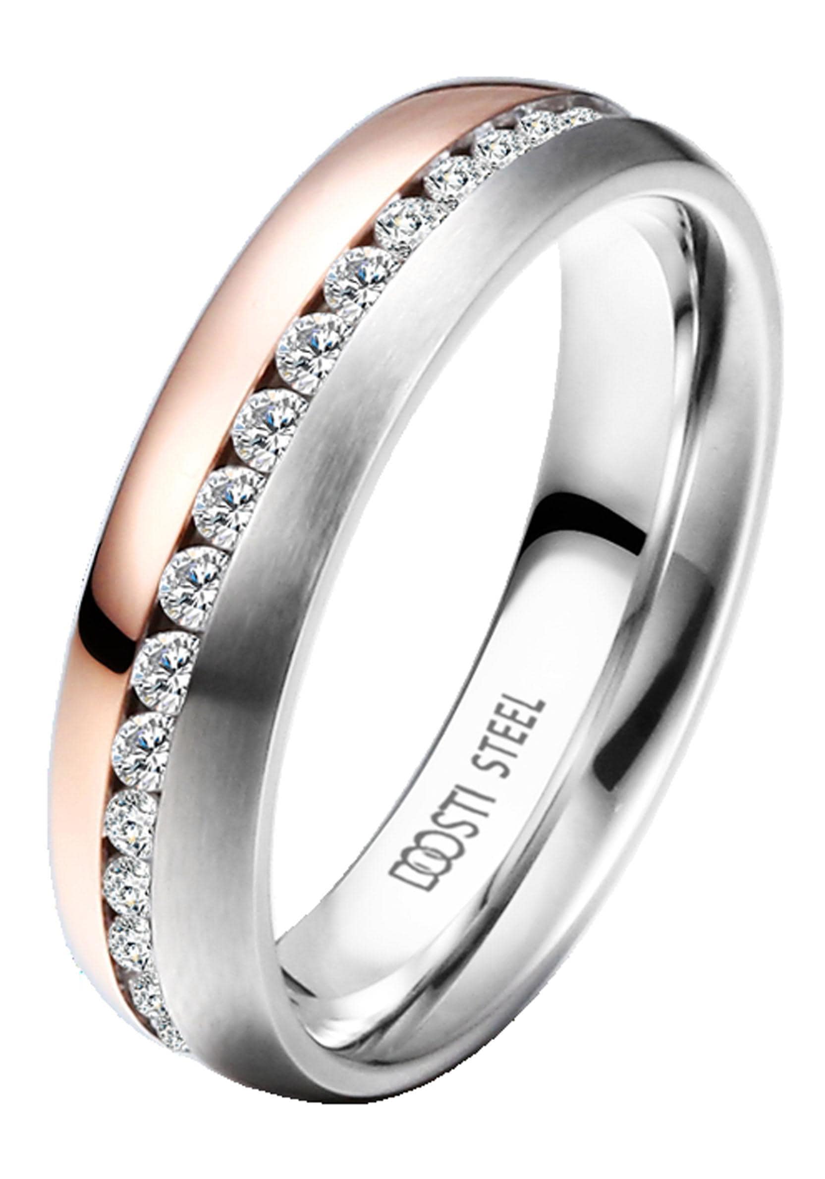 für mit o. bestellen Zirkonia Trauring Geschenk »Schmuck DOOSTI Ehering | Edelstahl ohne Trauring BAUR Partnerring LIEBE«,