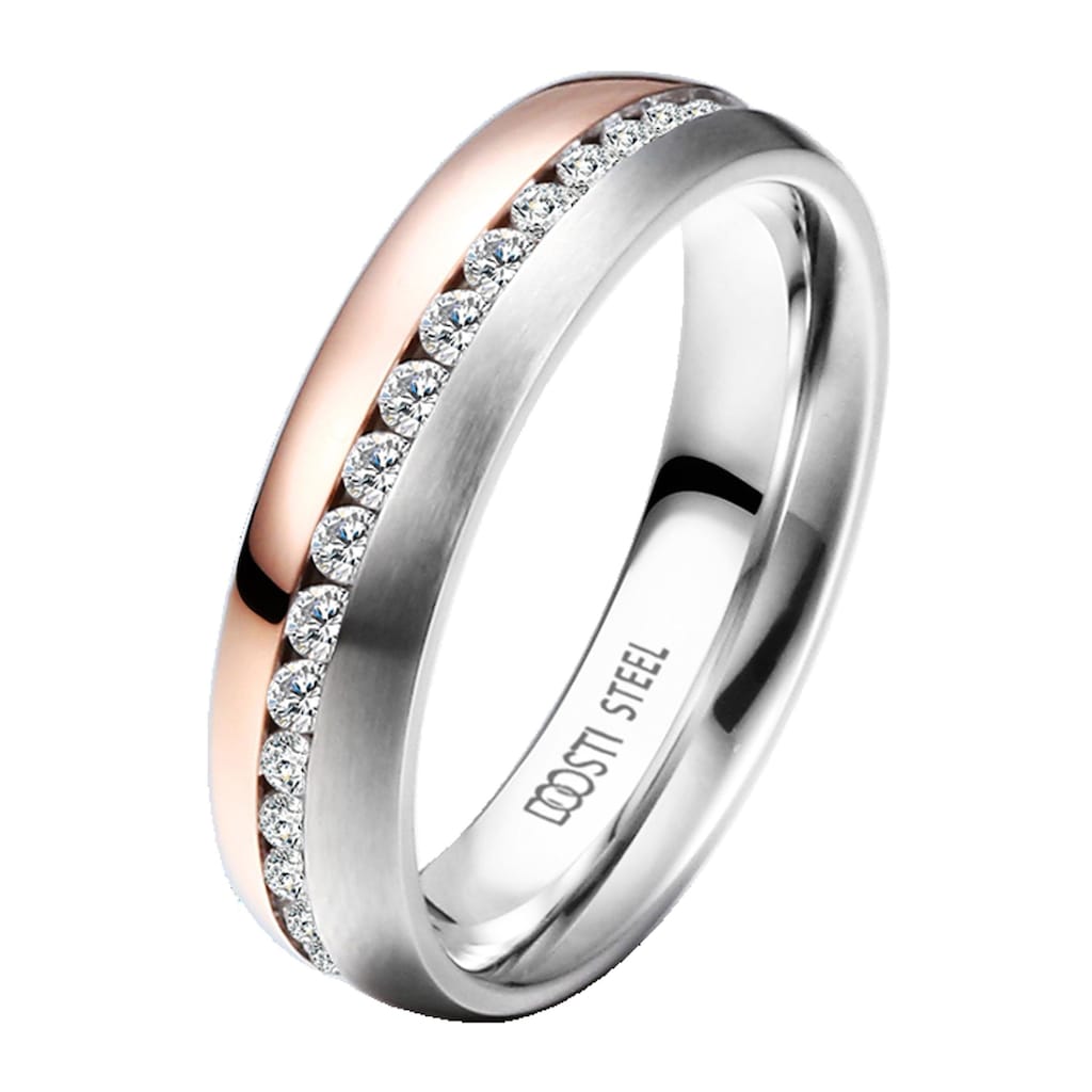 DOOSTI Trauring »Schmuck Geschenk Edelstahl Trauring Ehering Partnerring LIEBE«, wahlweise mit oder ohne Zirkonia