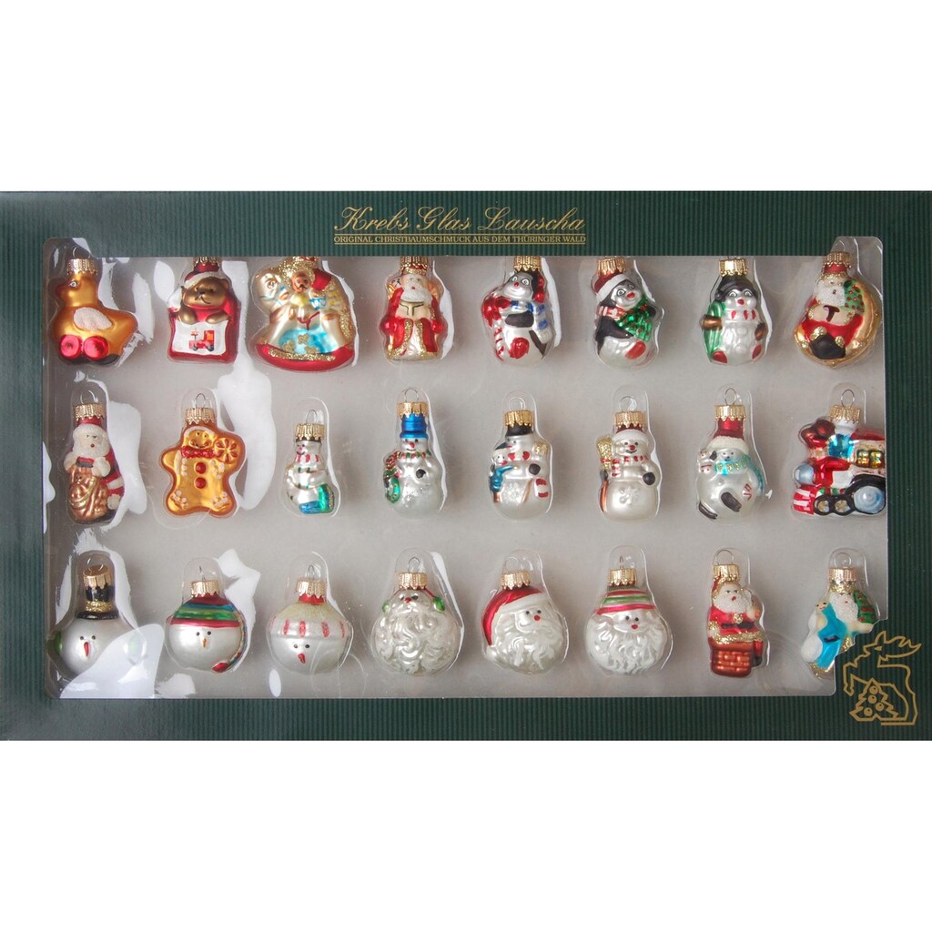 Krebs Glas Lauscha Christbaumschmuck »Minifiguren, Weihnachtsdeko, Christbaumschmuck«, (Set, 24 tlg.), handdekoriert