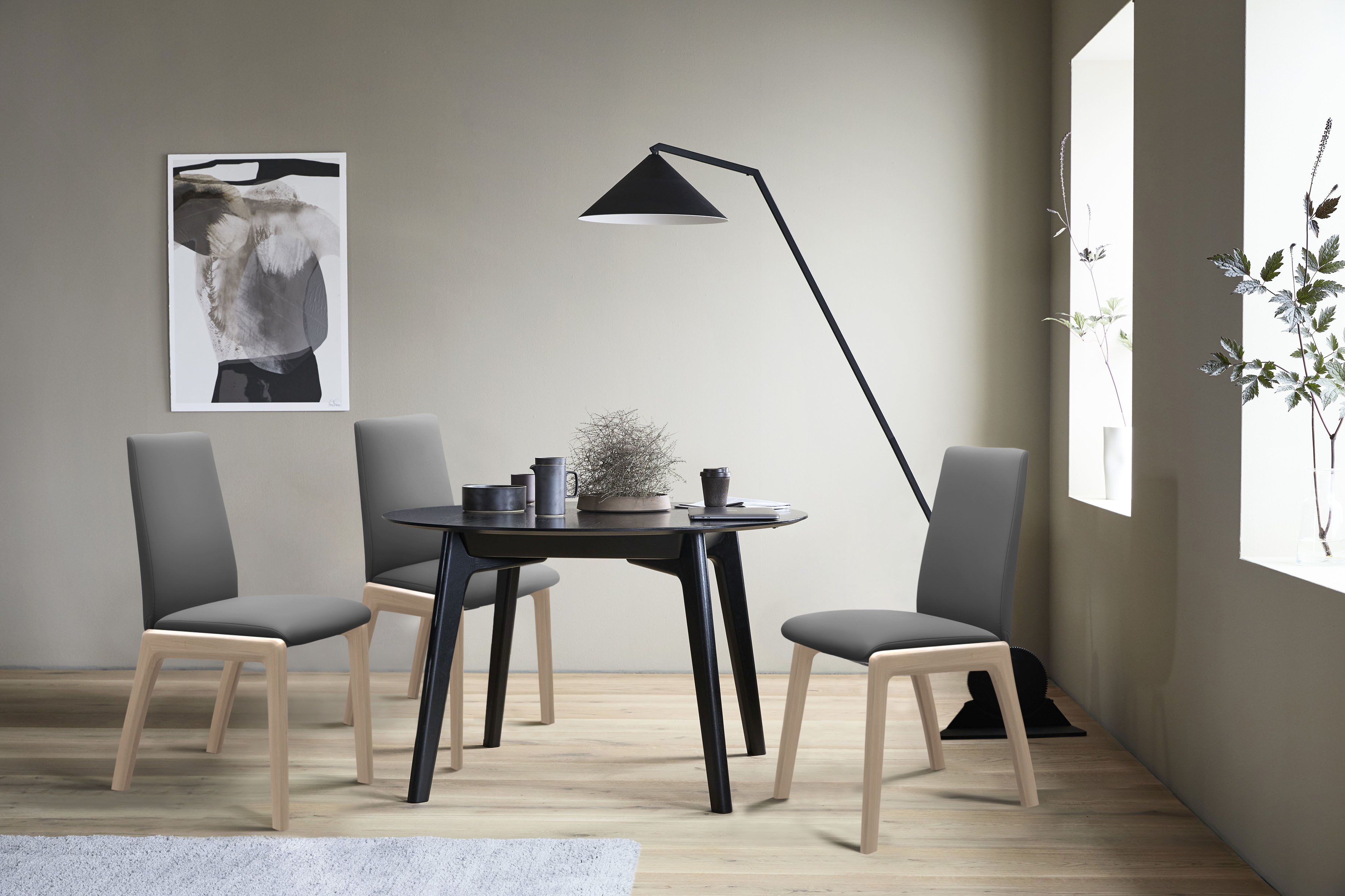 Stressless Polsterstuhl "Laurel" () Low Back, Größe L, mit abgerundeten Beinen in Schwarz