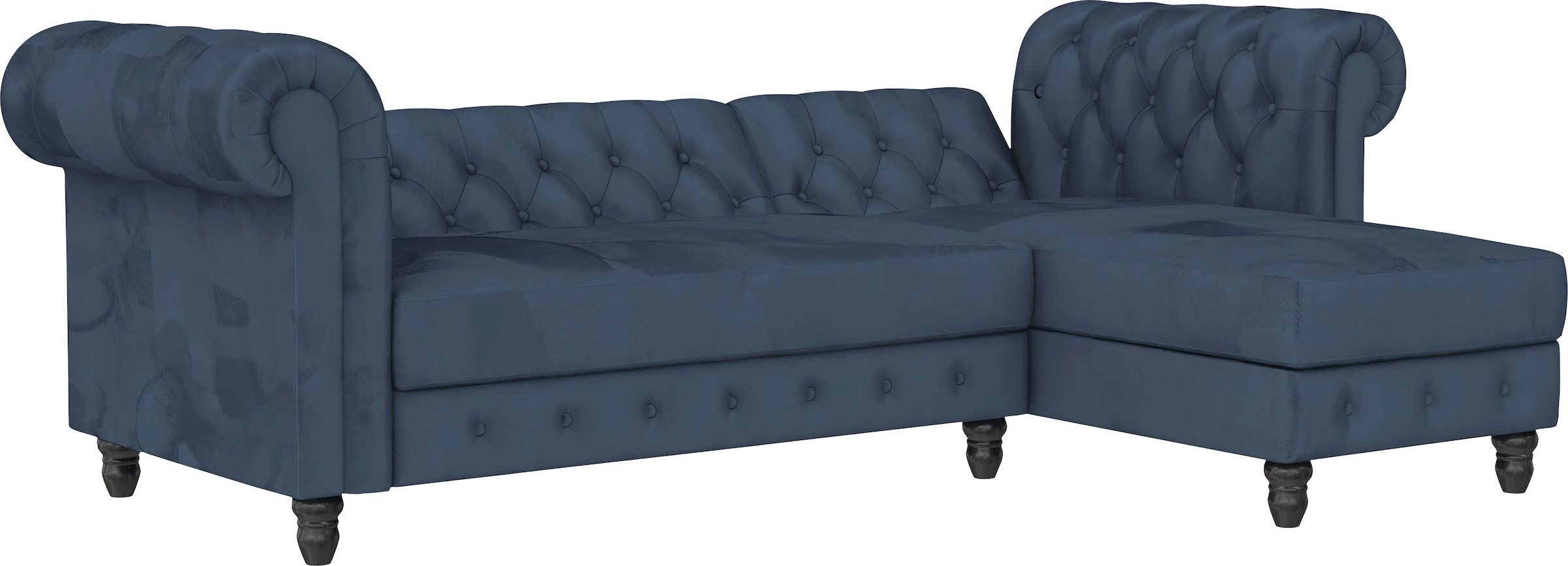 Dorel Home Ecksofa »Felix, L-Form, 241 cm (Liegefl.108x195 cm), Recamiere tauschbar,«, verstellb. Rückenlehne, Bett-Funktion, Velours, Kunstleder, Vintage