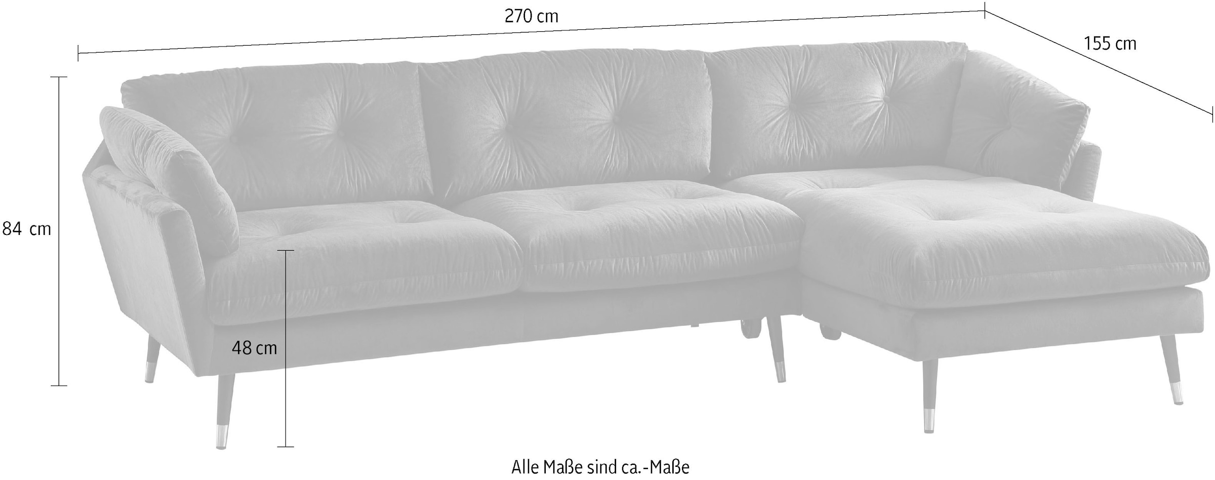 Trends by HG Ecksofa »Japan L-Form«, mit Fuß in Holz-Metallkombination, Recamiere rechts oder links