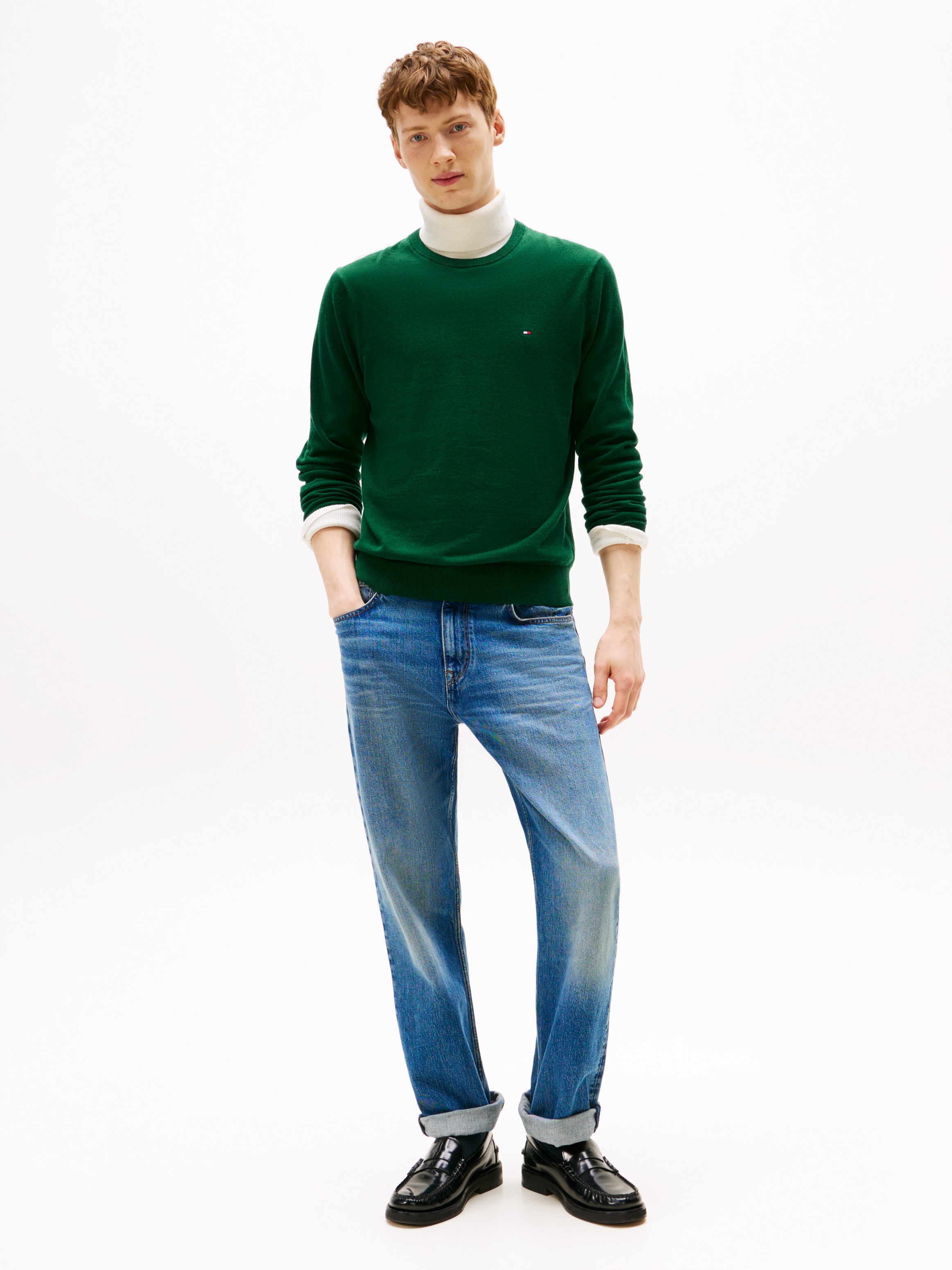 Tommy Hilfiger Essential Cotton Pull Col Rond Vert XL 2