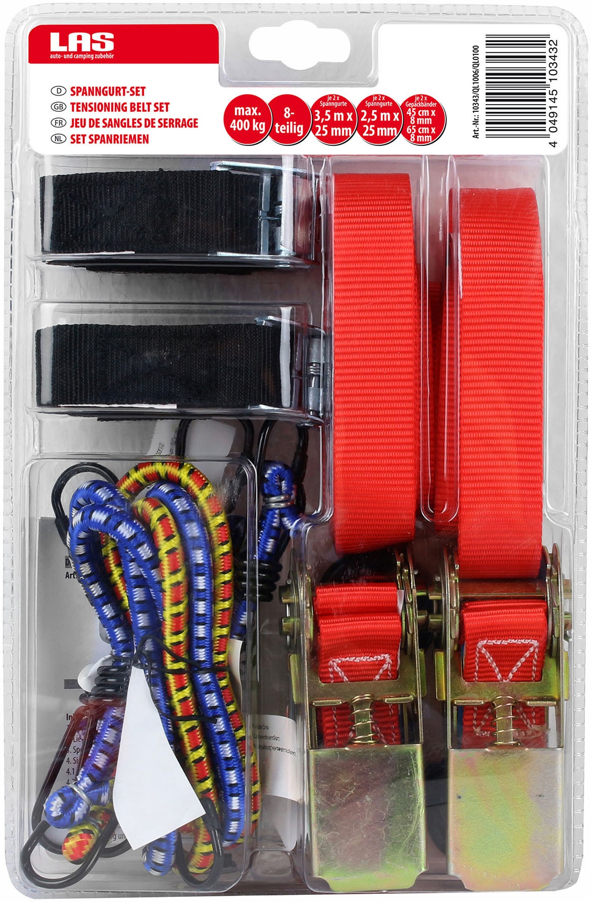 PROUSER Spanngurt »Spann und Haltegurt-Set, 8-tlg.«, (Set, 10 St.)