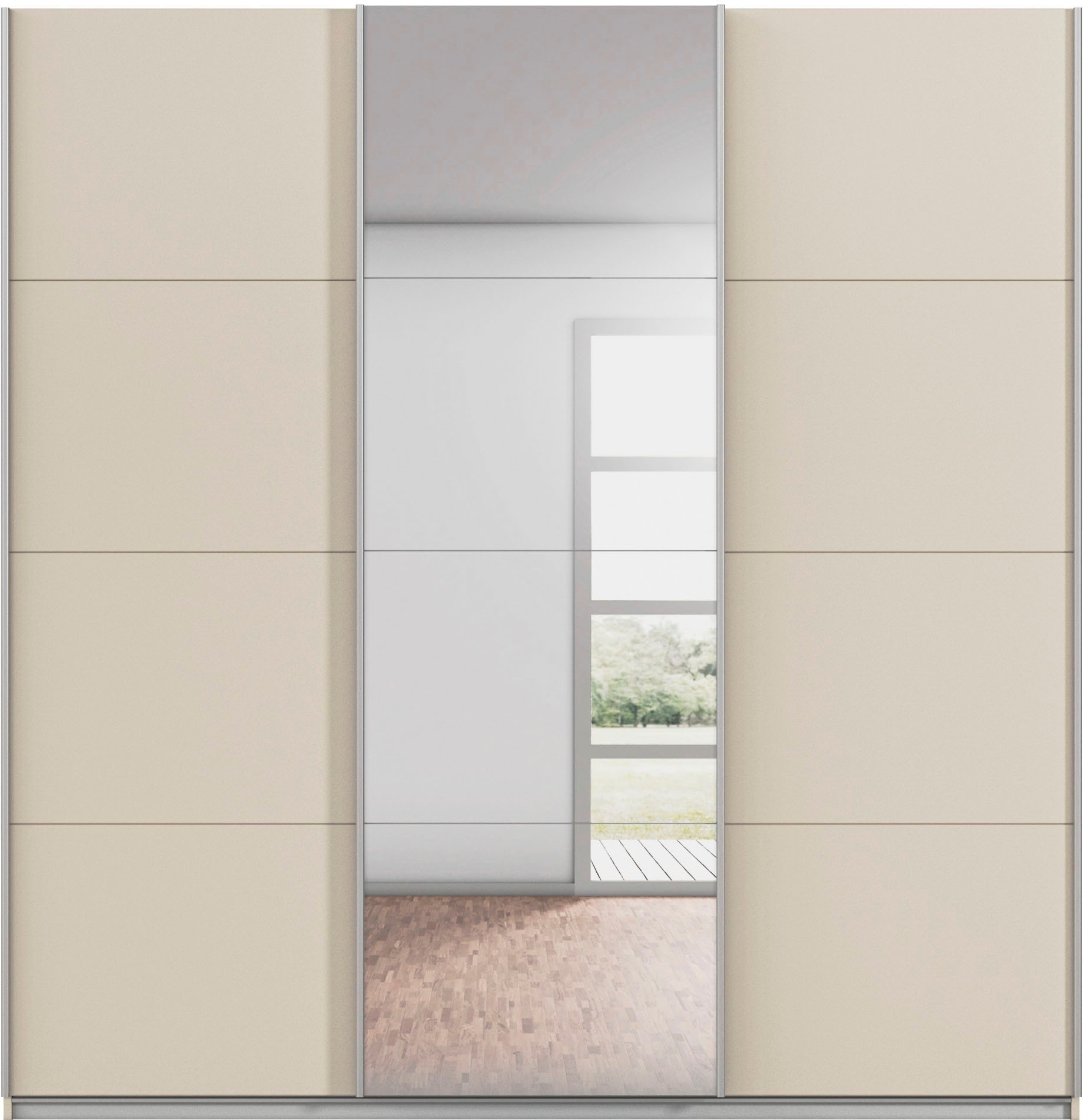 rauch Schwebetürenschrank »Kleiderschrank Schrank Garderobe AGORDO«, (in zwei Griff-Farben), Top Innenausstattung, in 4 Breiten und 2 Höhen MADE IN GERMANY