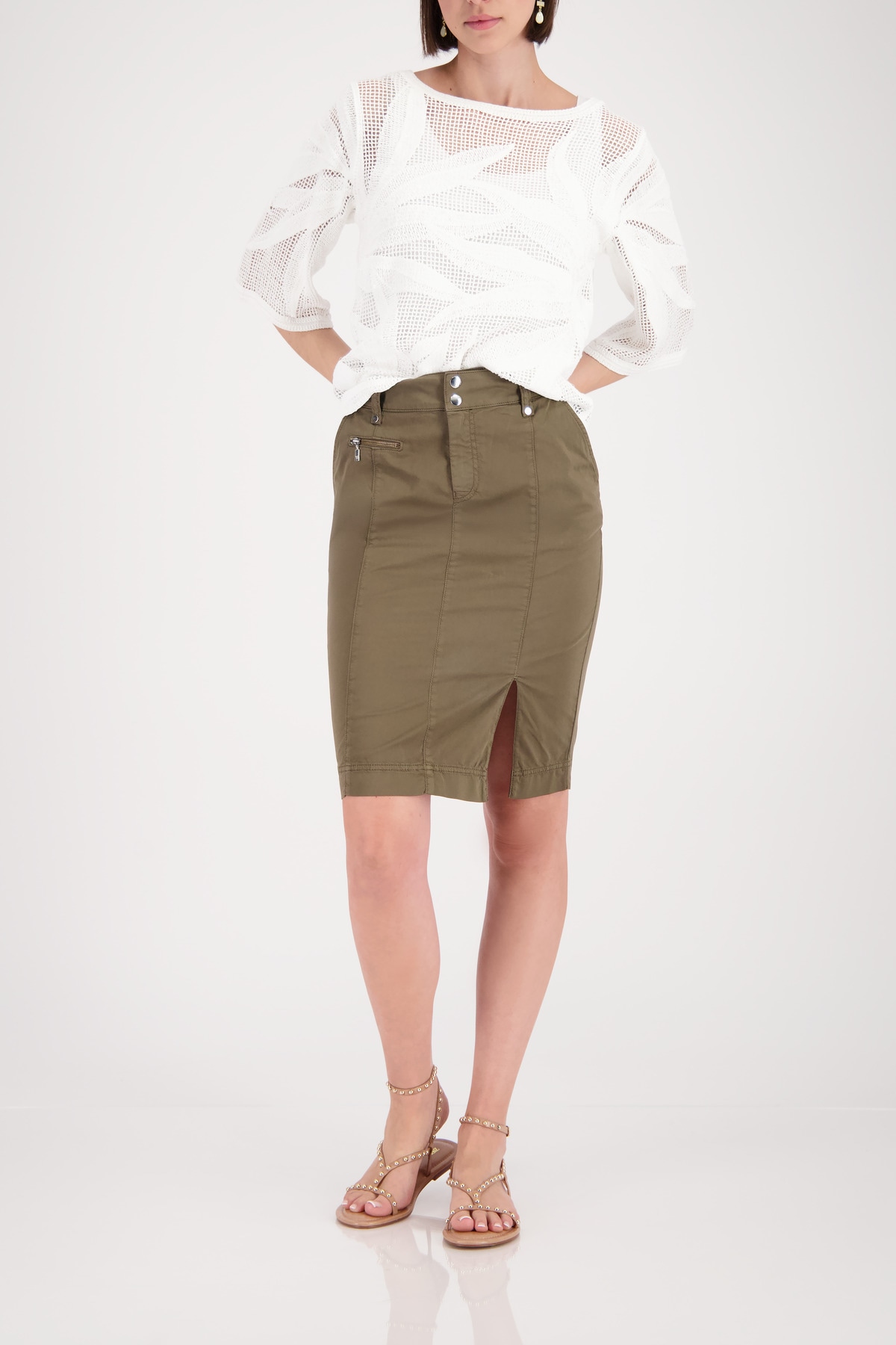 Monari Bleistiftrock »Rock hoher Bund« Regular fit mit Schlitz