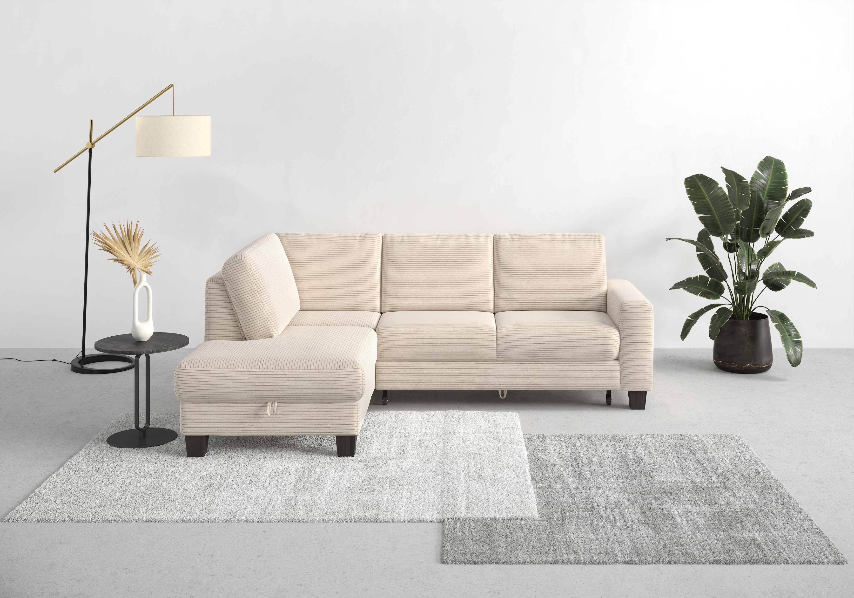 OTTO home Ecksofa "Summer L-Form" mit Ottomane, mit oder ohne Schlaffunktion und Bettkasten, Cord-Bezug