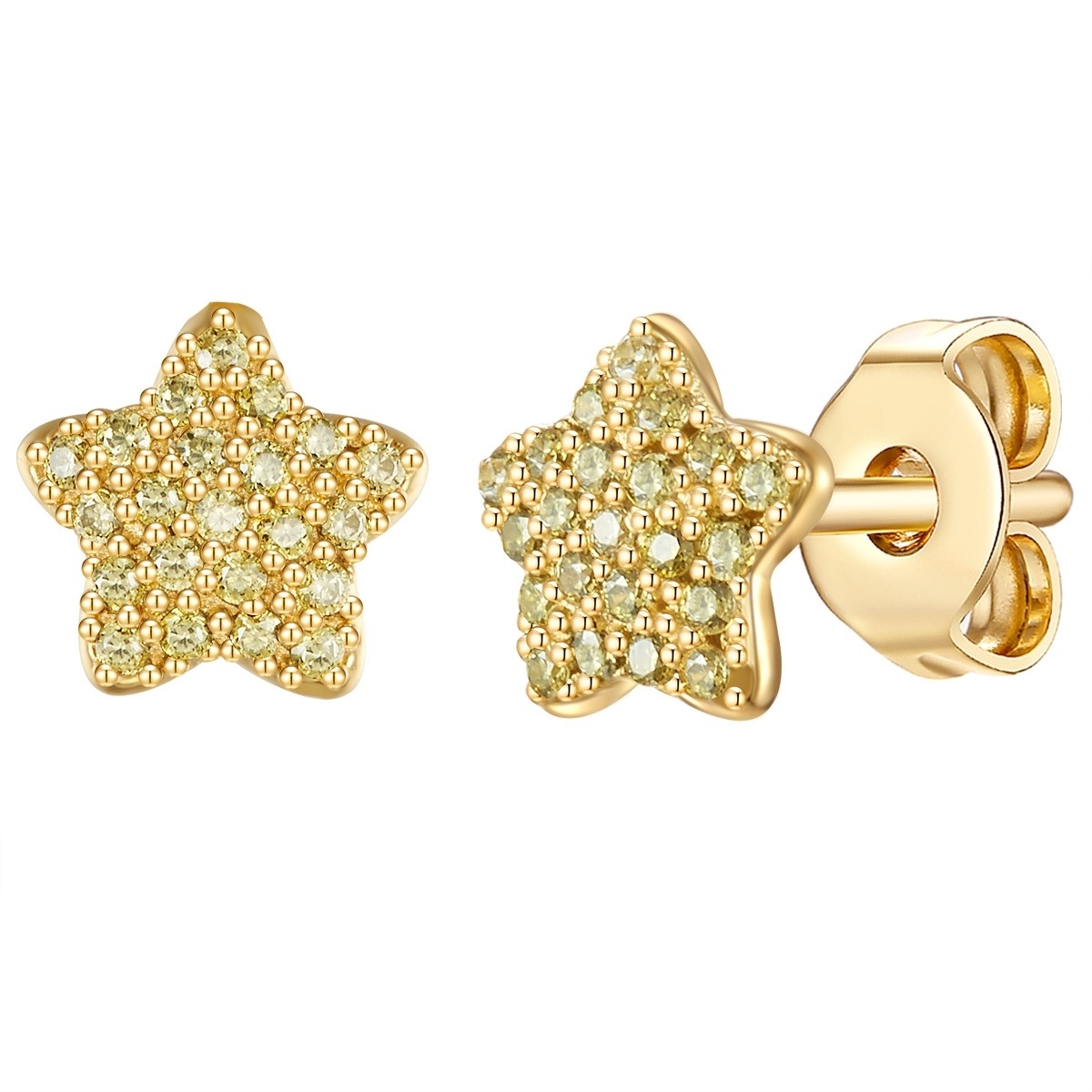 Mädchen Paar Ohrstecker "Set: LLL9", 6,4,mit Zirkonia, Silber 925 (Sterlingsilber)gelbgold, oliv, GLANZSTÜCKE MÜNCHEN, Silber 925 (Sterlingsilber),