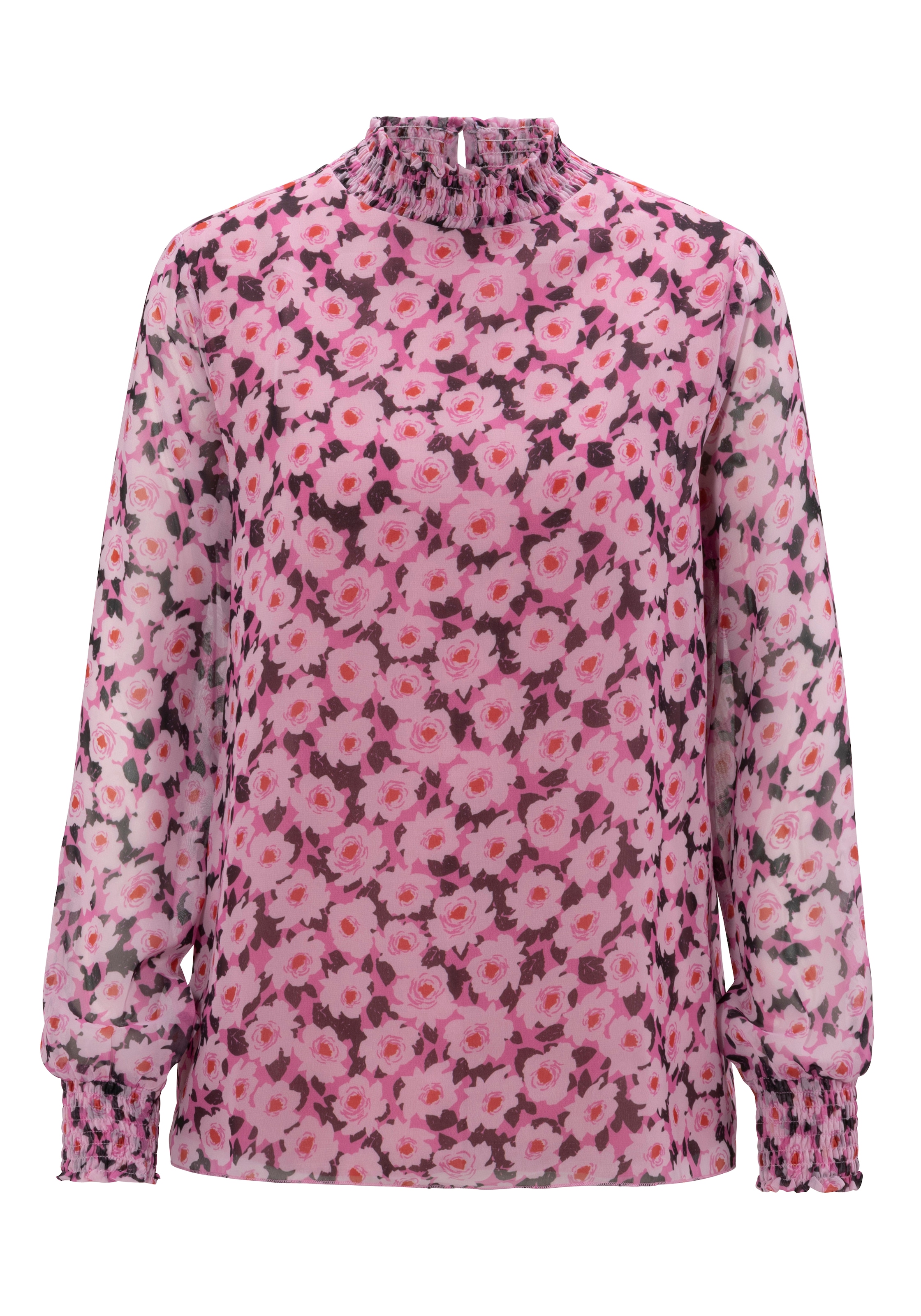 Aniston SELECTED Chiffonbluse, mit für Blumendruck Smokbündchen BAUR KOLLEKTION | NEUE kaufen und 