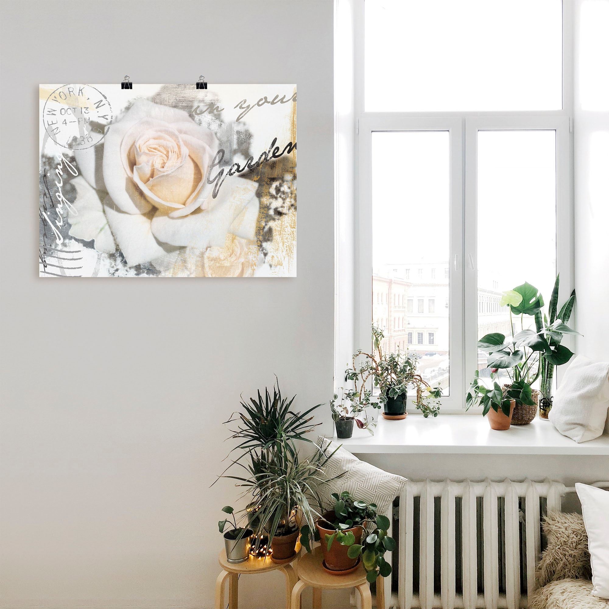 Artland Wandbild »In Buchstaben - Rose«, Blumen, (1 St.), als Leinwandbild, Poster, Wandaufkleber in verschied. Größen
