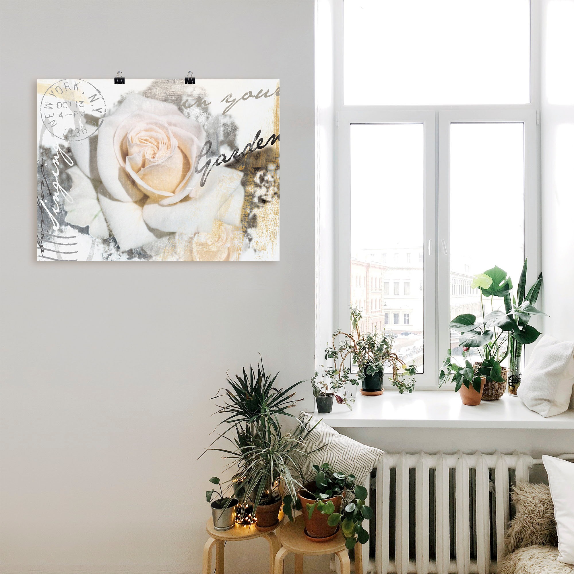 Artland Wandbild "In Buchstaben - Rose", Blumen, (1 St.), als Leinwandbild, günstig online kaufen