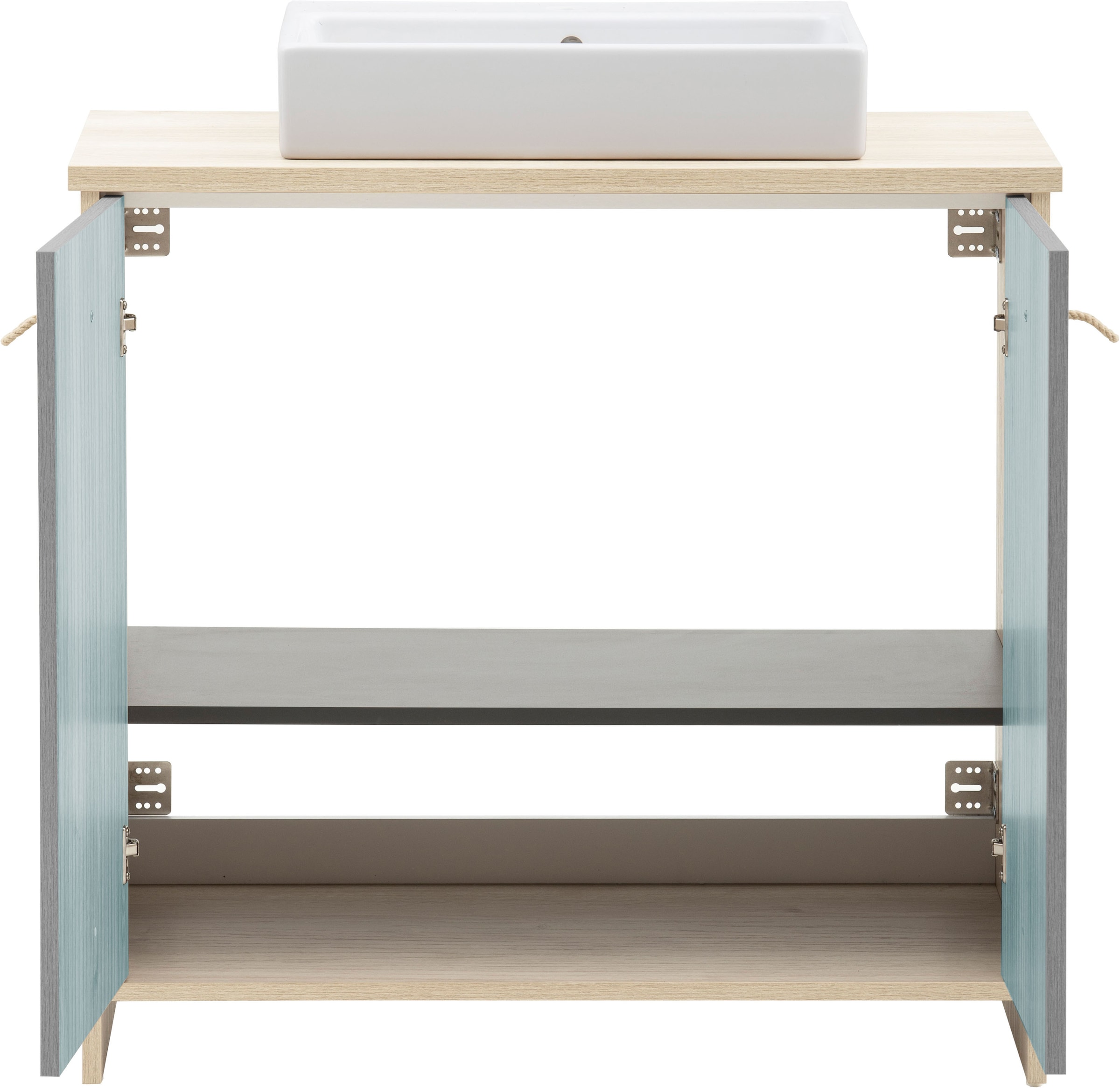 Schildmeyer Waschtisch »SONDERBY, 2 Türen, Breite 83,2 cm, MADE IN GERMANY« 2 Stk. tlg. Seilgriffe im maritimen Look, MADE IN GERMANY