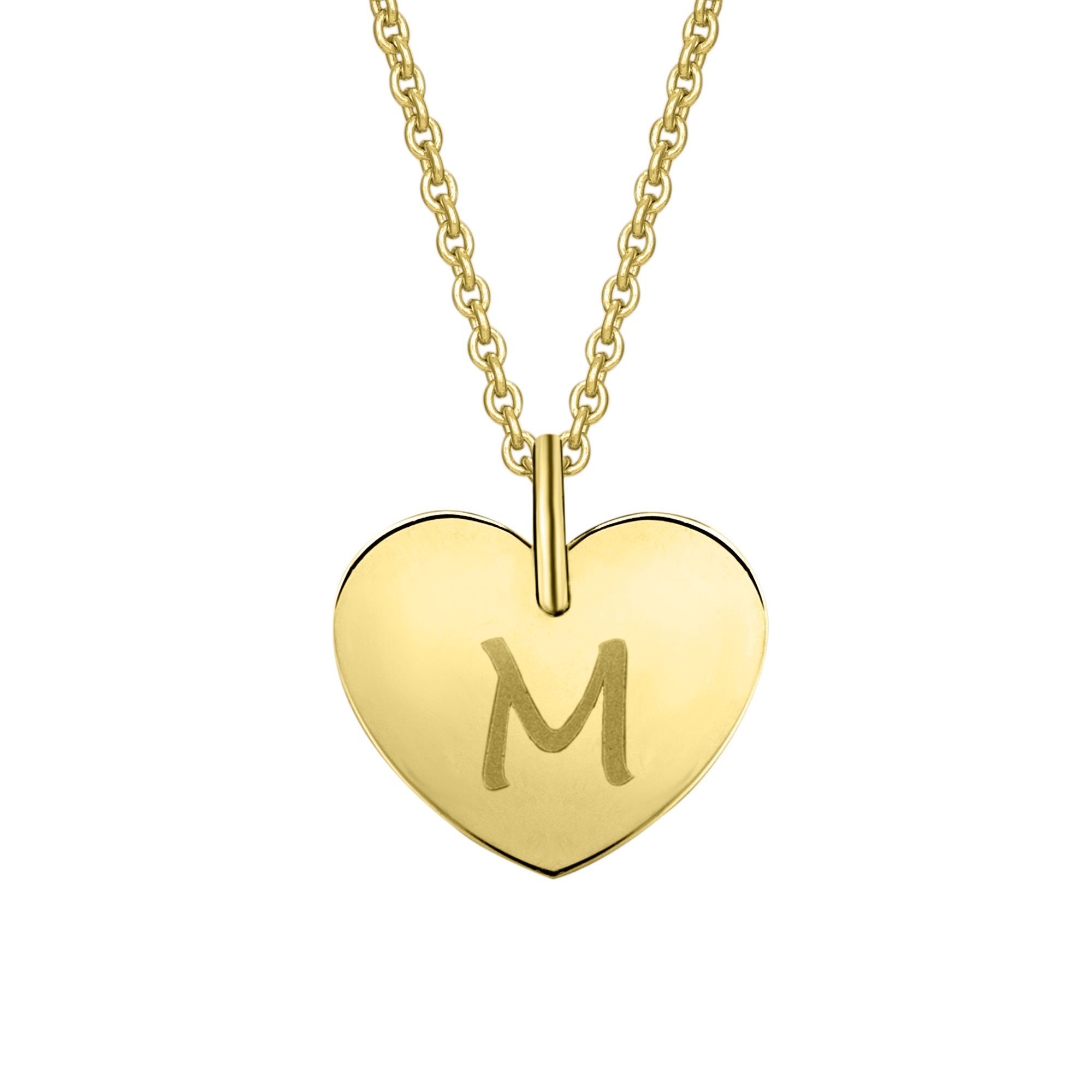 Kettenanhänger ONE ELEMENT "Herz Buchstaben Anhänger aus 333 Gelbgold", gold, Schmuckanhänger, Damen, Herzmit Gravur M, A, Gelbgold 333 Gold, Gelbgold 333, Gold, Kettenanhänger, Ein Geschenk von Herzen – zart, elegant & voller Symbolik
