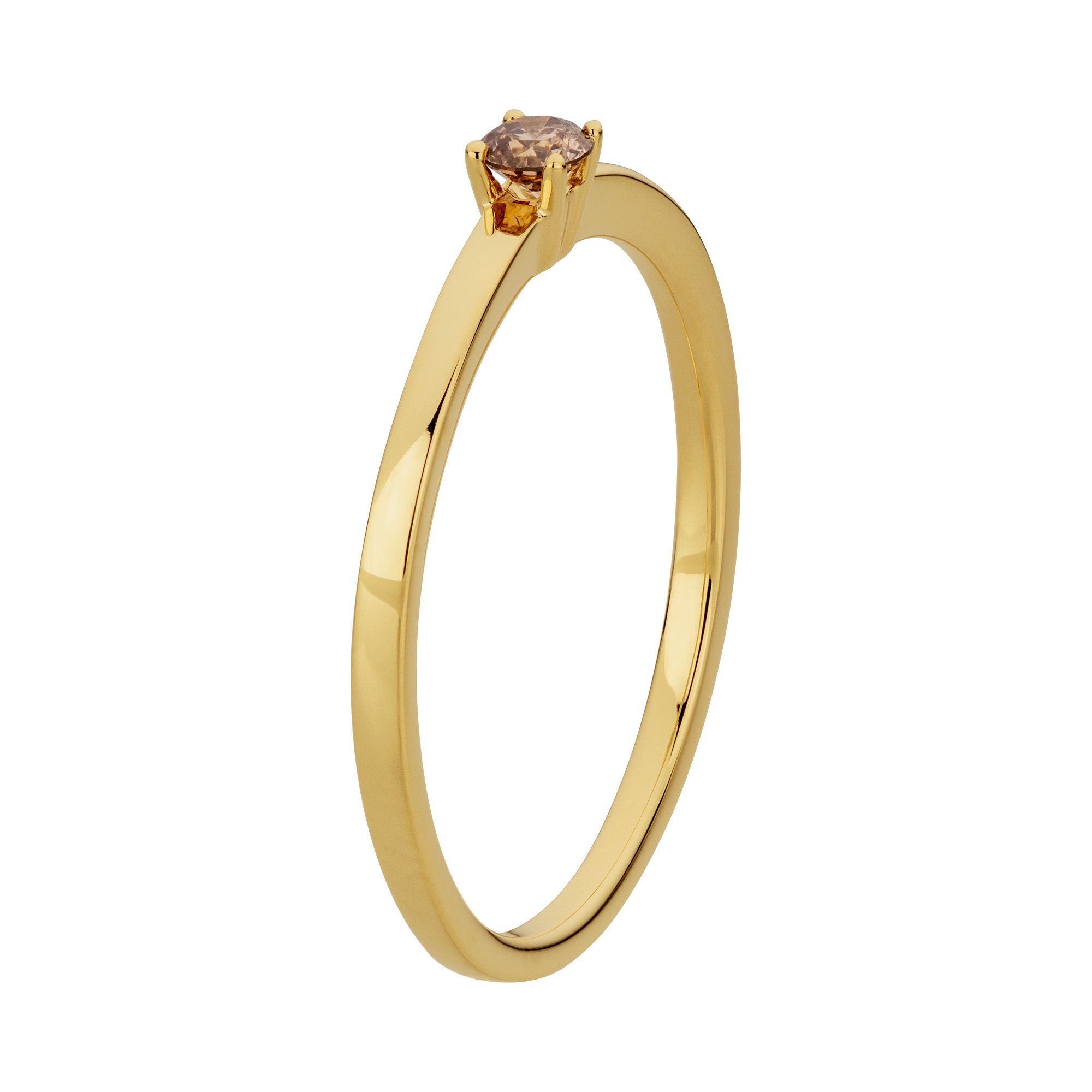 Orolino Fingerring »585/-Gelbgold glanz 1 Brill. 0,10ct. braun«