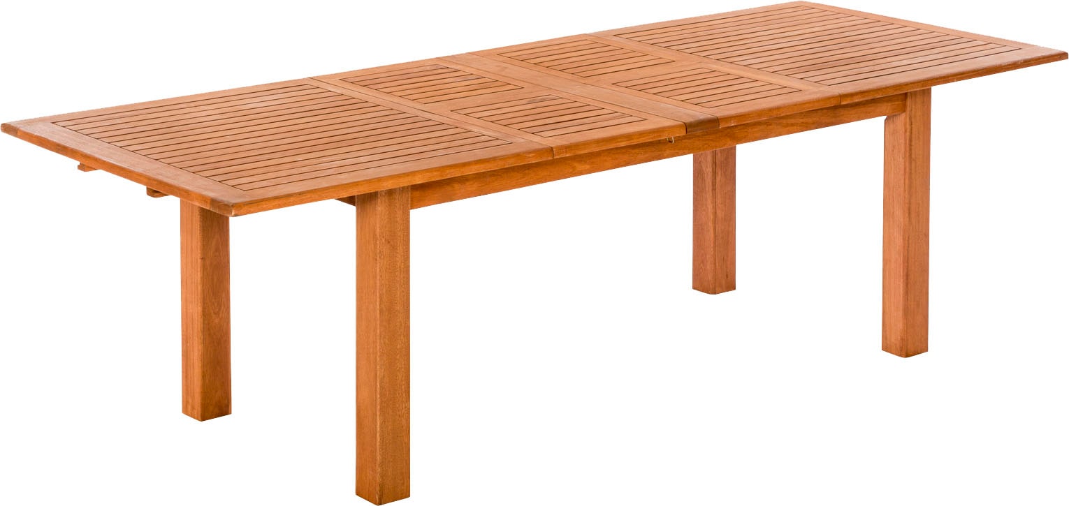 MERXX Garten-Essgruppe »»Arrone««, (Set, 7 tlg., Tisch doppelt ausziehbar: 100x 180/220/260x 75 cm), Sesselbeine aus Akazienholz, Beine 9x9 cm, Tischplatte 3 cm