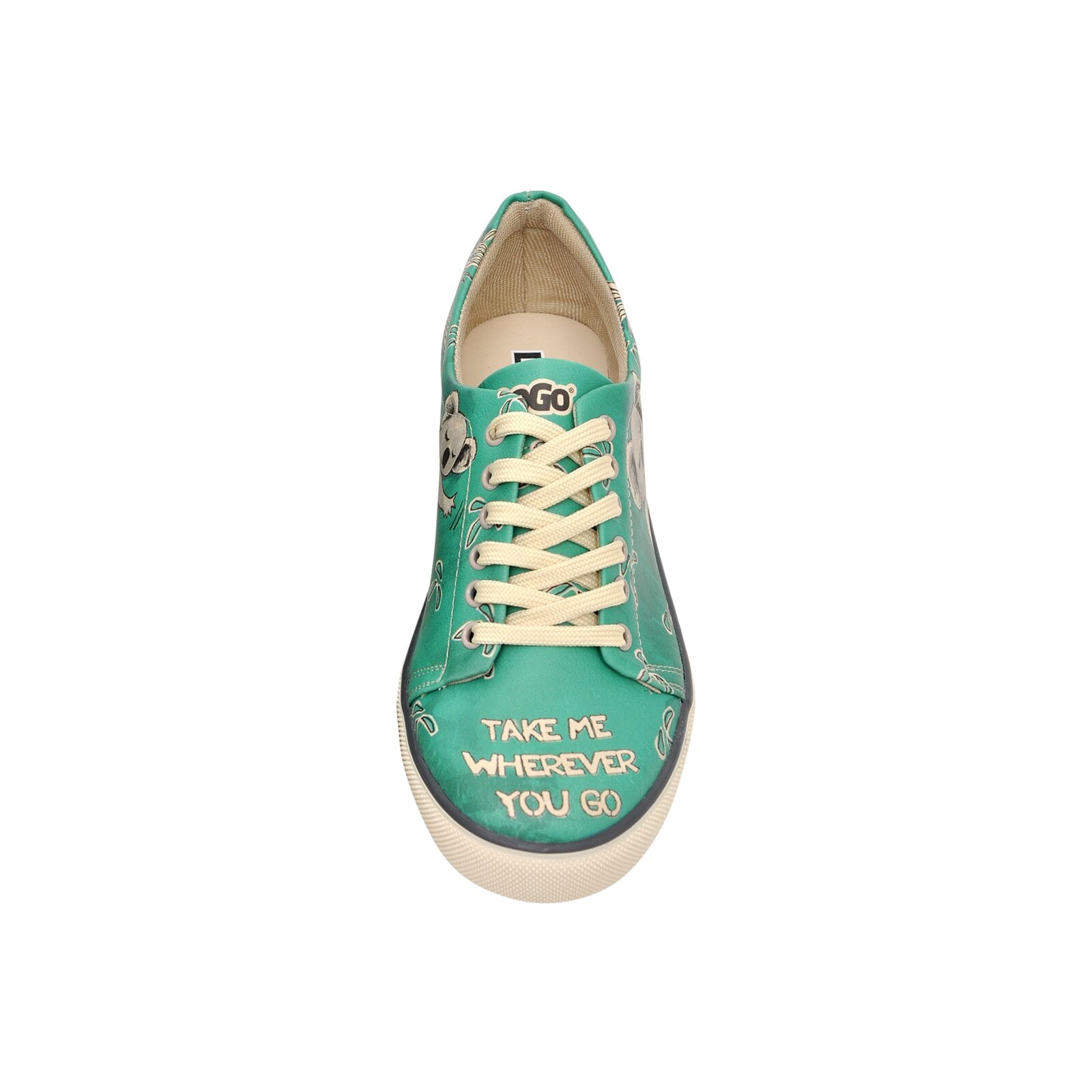 Sneaker DOGO "Classic Schnürsneaker A Pair Of Doves Damen Sneaker", Damen, Gr. 38, Normalschaft, grün (grün, grau), Lederimitat, Schuhe Sneaker, Handgefertigt 3
