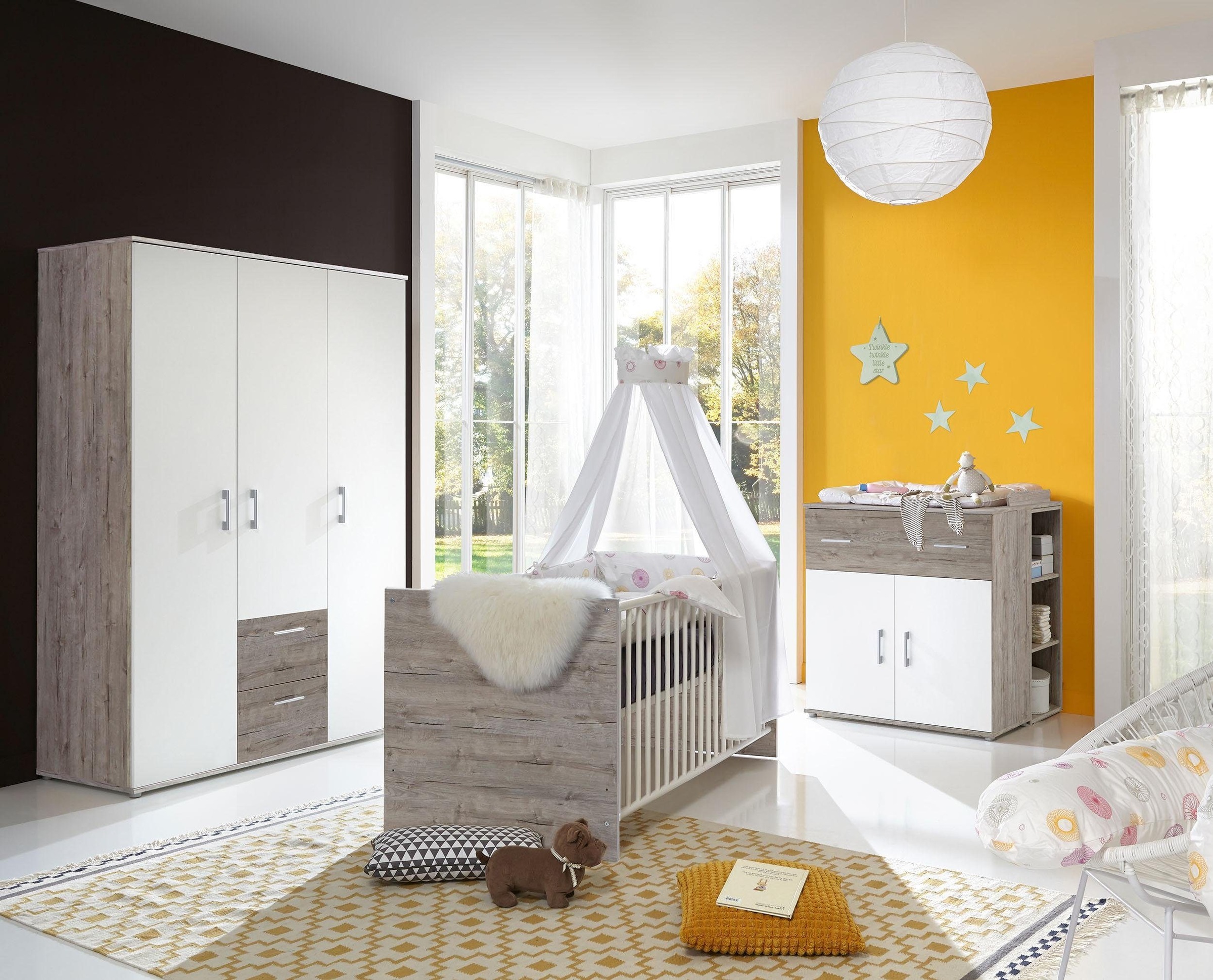 Lüttenhütt Babyzimmer-Komplettset »Rieke«, (Set, 4 St., Kinderbett, Regal, Schrank, Wickelkommode), Made in Germany; mit Kinderbett, Regal, Schrank und Wickelkommode