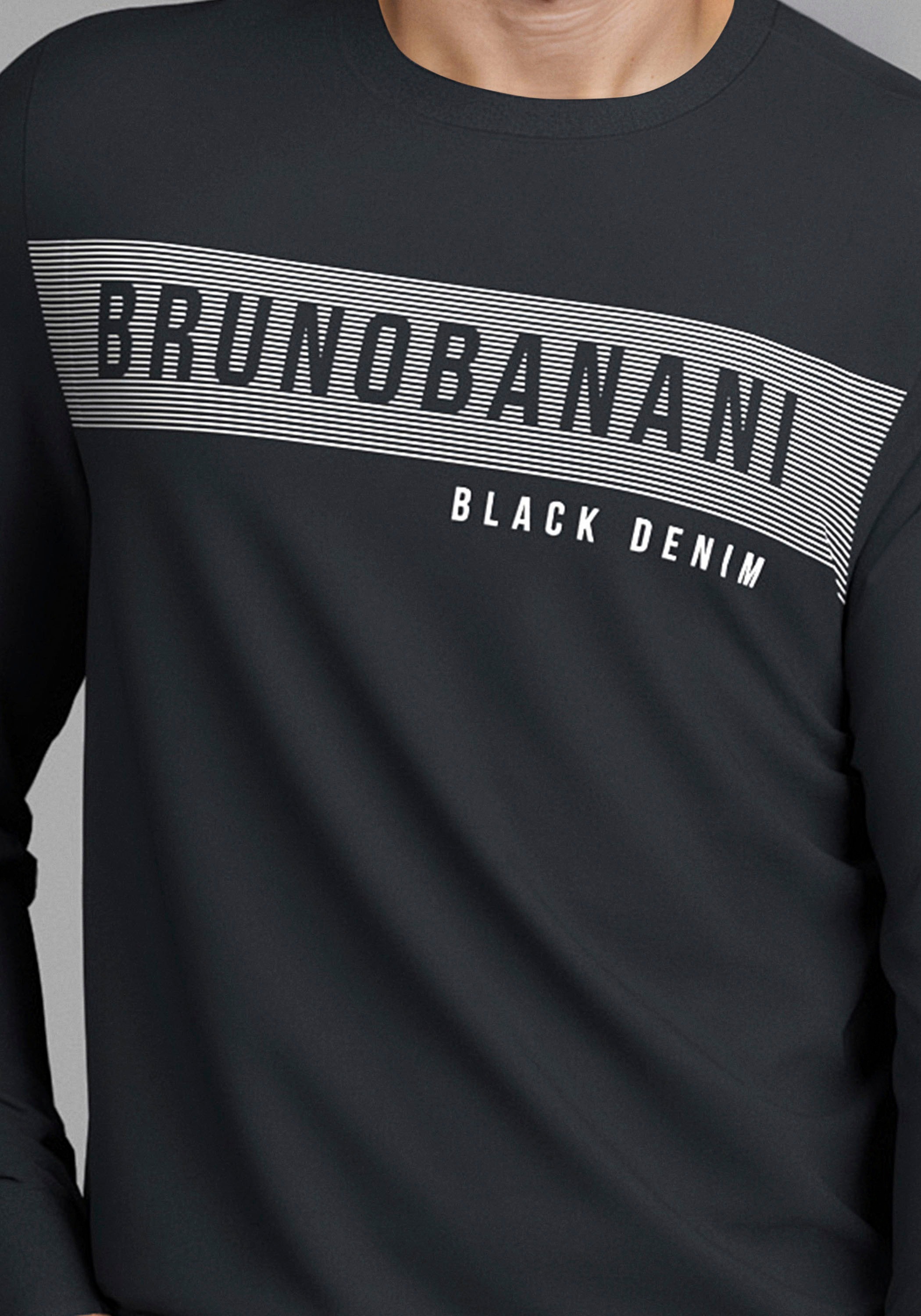 Thumbnail - Bruno Banani Langarmshirt schmal geschnitten, mit Marken Aufdruck