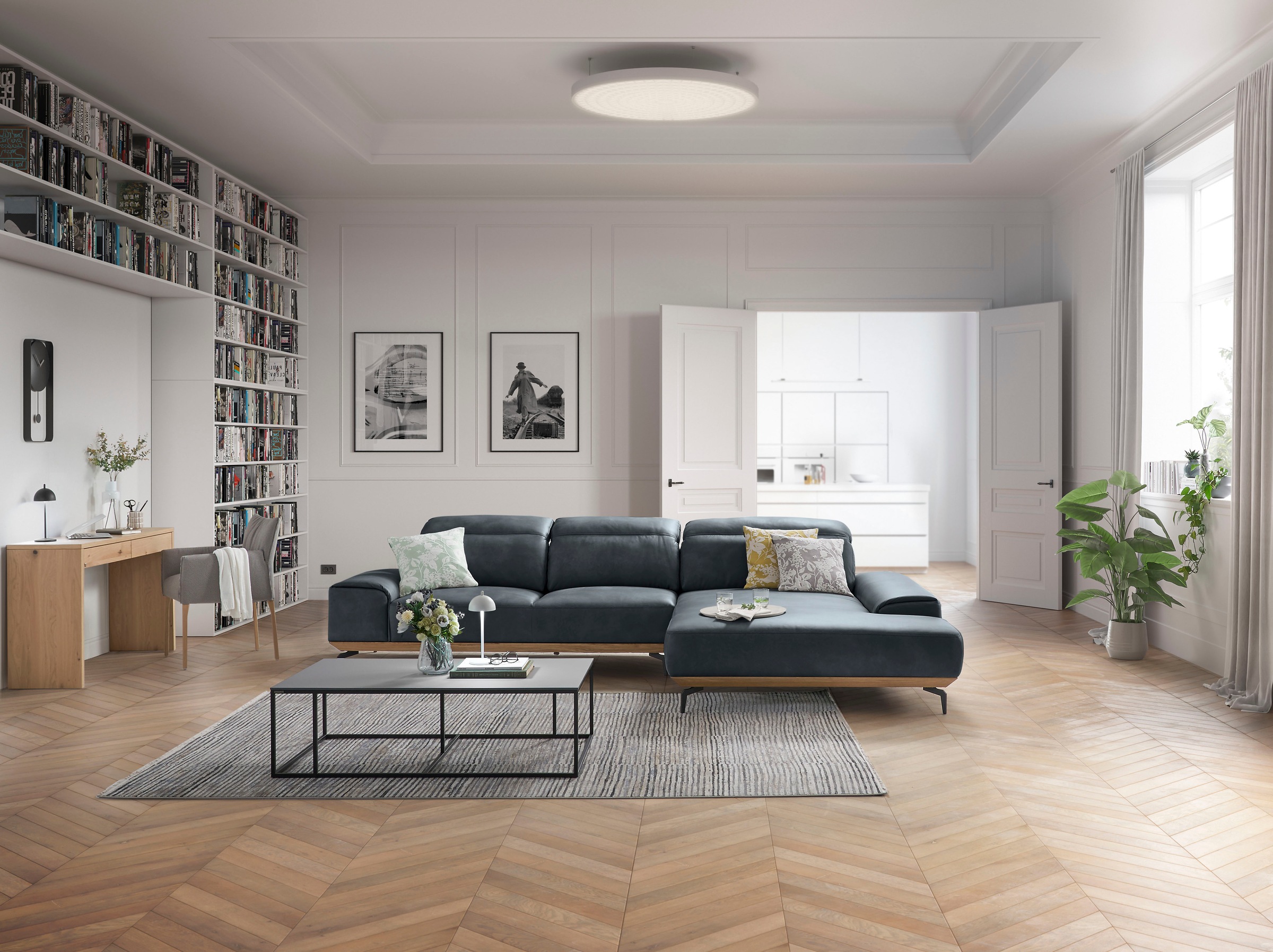 Musterring Wohnlandschaft »MR 2490«, Fuß schwarz, Sitzhöhe 48cm, wahlweise mit Funktionen, Maße 342x207 cm