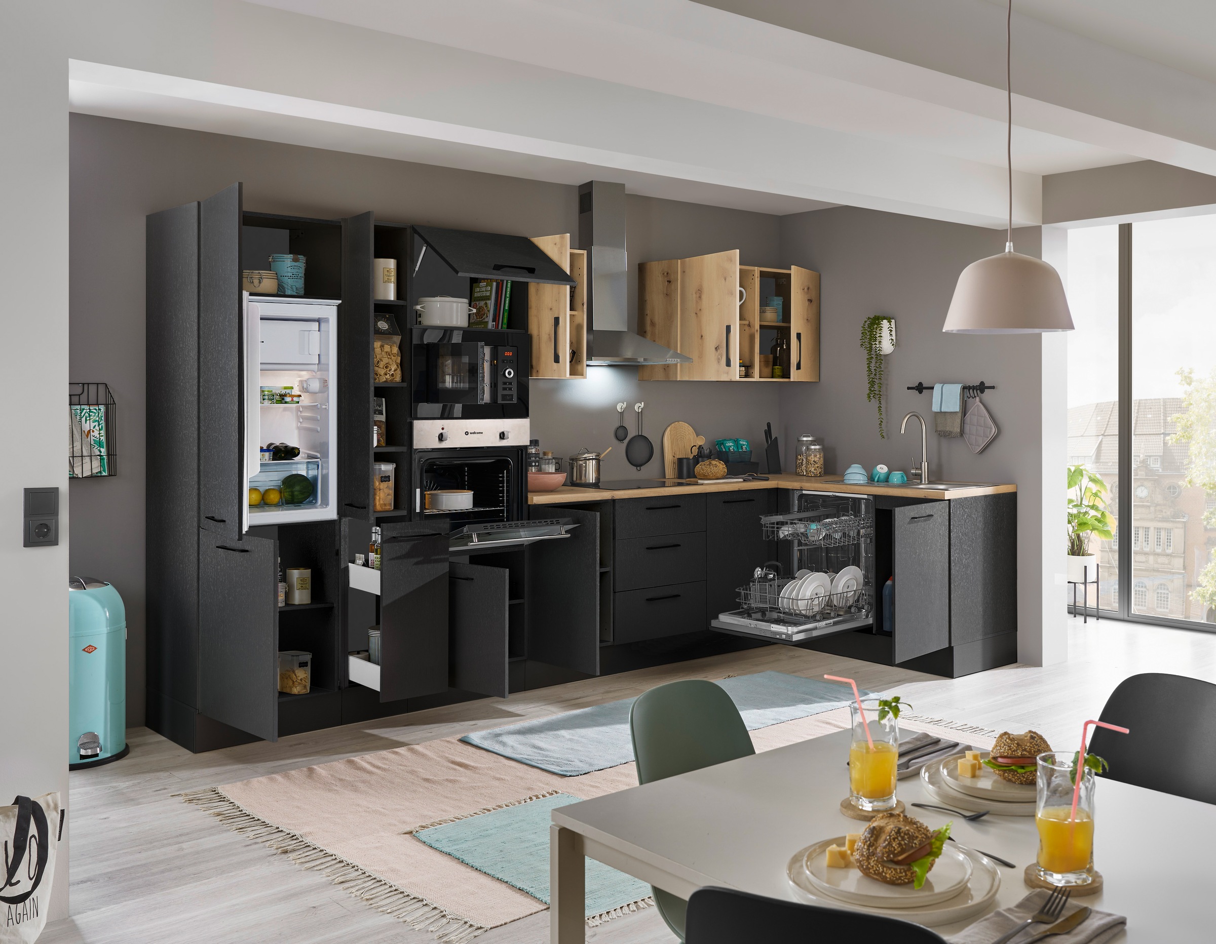 BASIC by Balculina Winkelküche »Turin«, Stellbreite 370x175 cm, wahlweise mit E-Geräten
