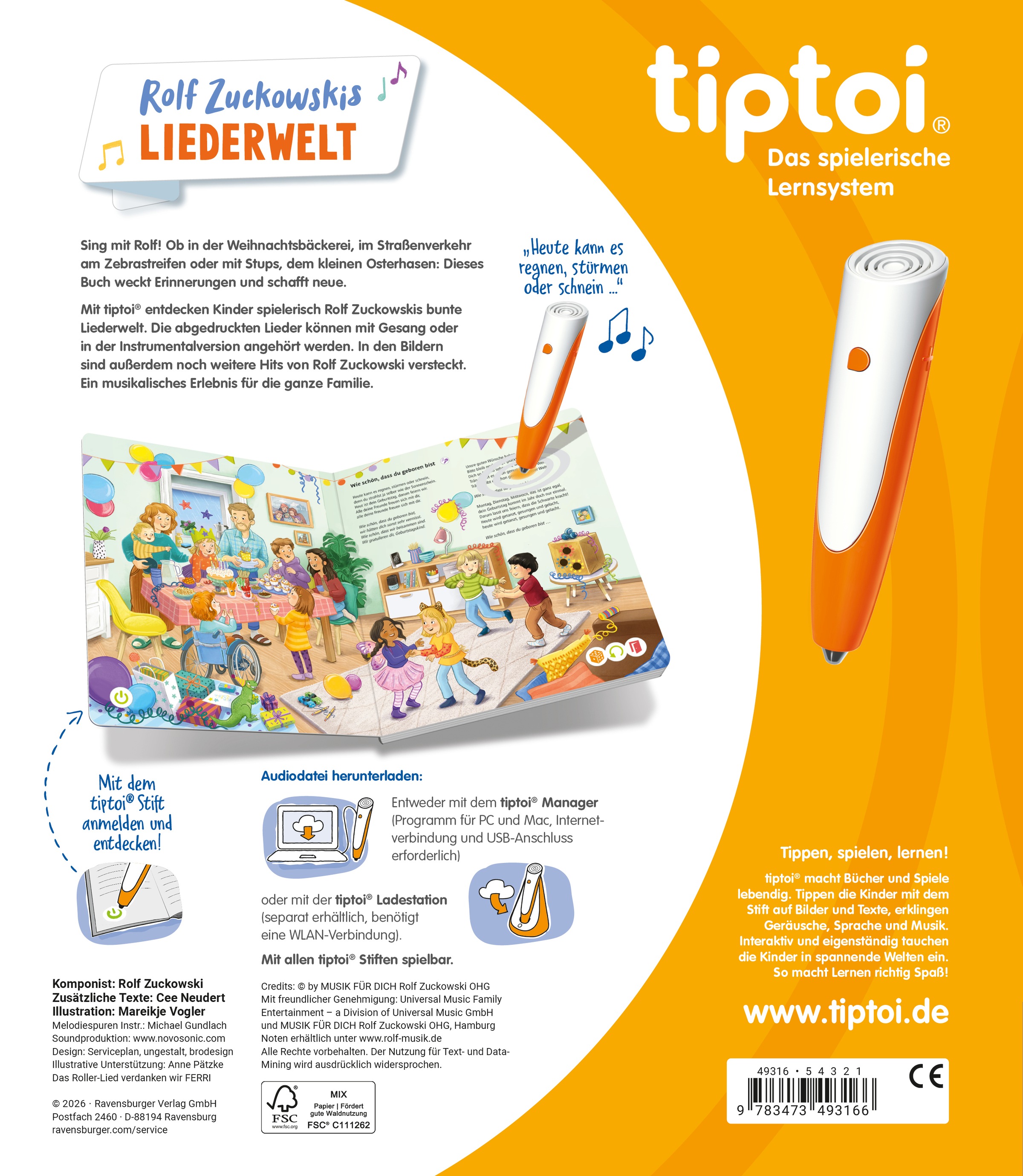 Ravensburger Kinderbuch »tiptoi® Liederbücher - Rolf Zuckowskis Liederwelt« Made in Europe