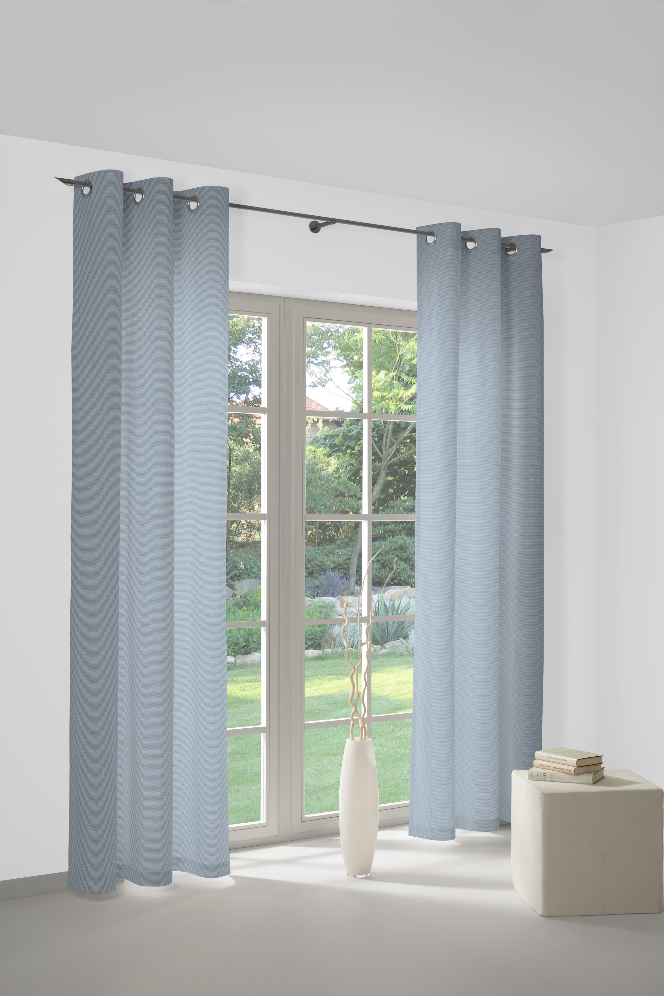 Vorhang WIRTH, B:135cm H:145cm, blau, Jacquard, Baumwolle, Wohnzimmer, Gardinen, "Neveres"