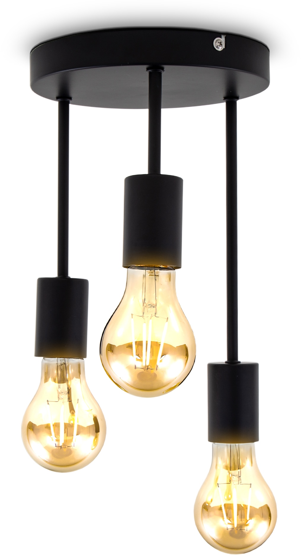 Deckenspot »BK_DS1458 Deckenlampe, Retro, Schwarz matt, Metall«, 3 flammig,...