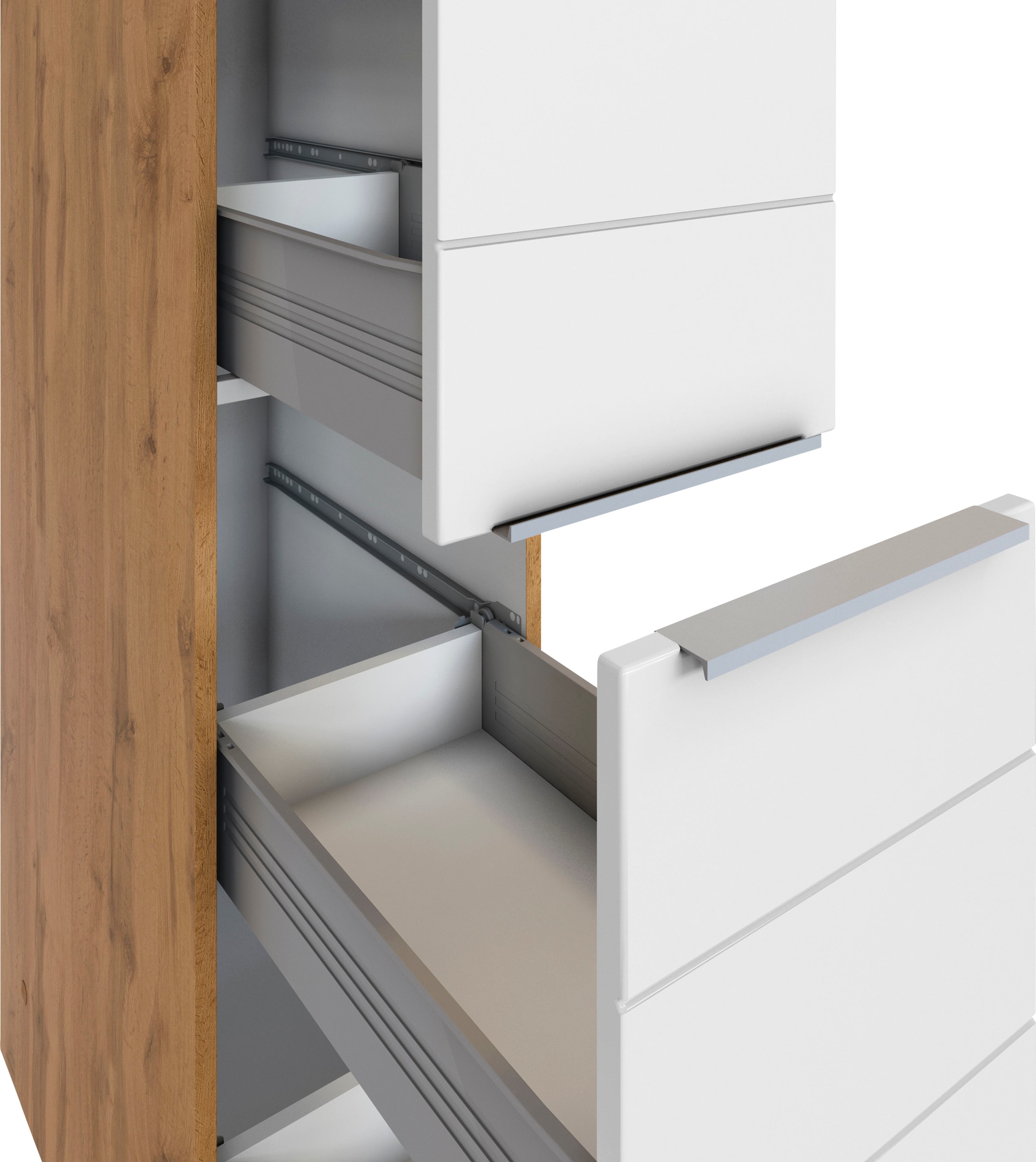 KOCHSTATION Apothekerschrank »KS-Luhe«, 30 cm breit, hochwertige MDF-Fronten mit waagerechter Lisene