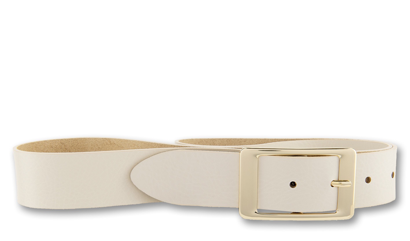 BERND GÖTZ Damen Ledergürtel "Ledergürtel mit eckiger Goldschließe"elfenbein, Gr. 110, Rindsleder, Gürtel
