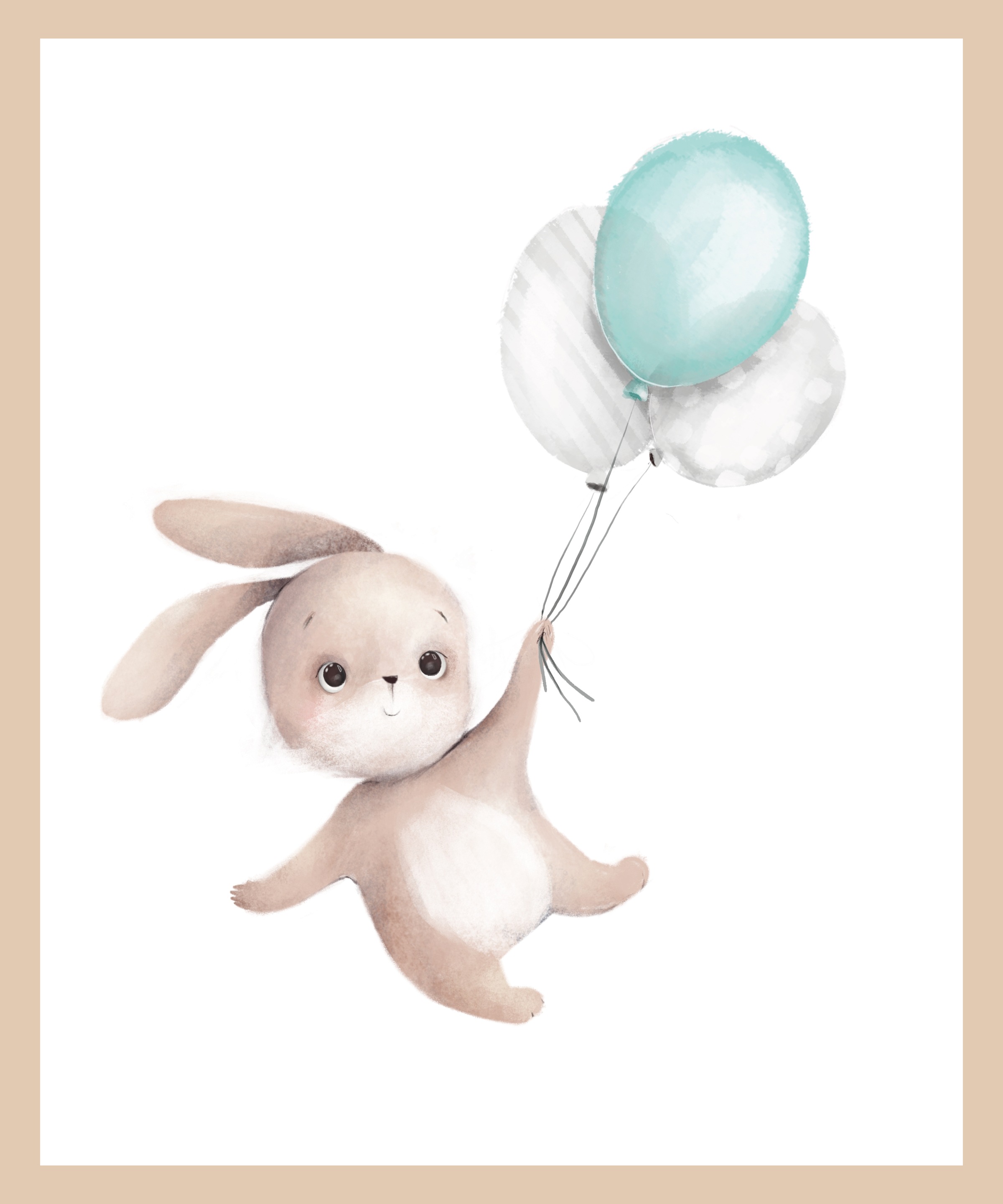 Lüttenhütt Bild mit Rahmen "oder Poster, Fliegender Hase mit Luftballons", günstig online kaufen