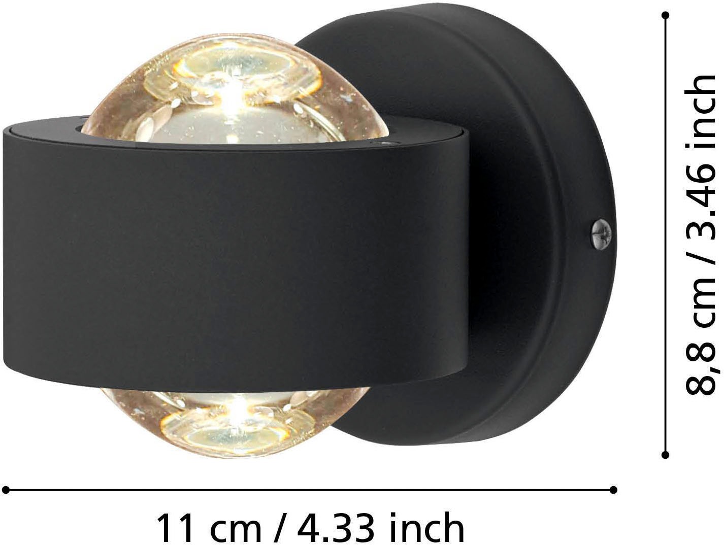 EGLO Wandleuchte »Ono 2 Wandlampe, Aluminium und Kunststoff, Wohnzimmerlampe, Lampe« LED-Modul 1 Stk. Warmweiß Wand-/Deckenleuchte - L9 x H8 x AL13 cm - anthrazit - 2X2,5W inkl.