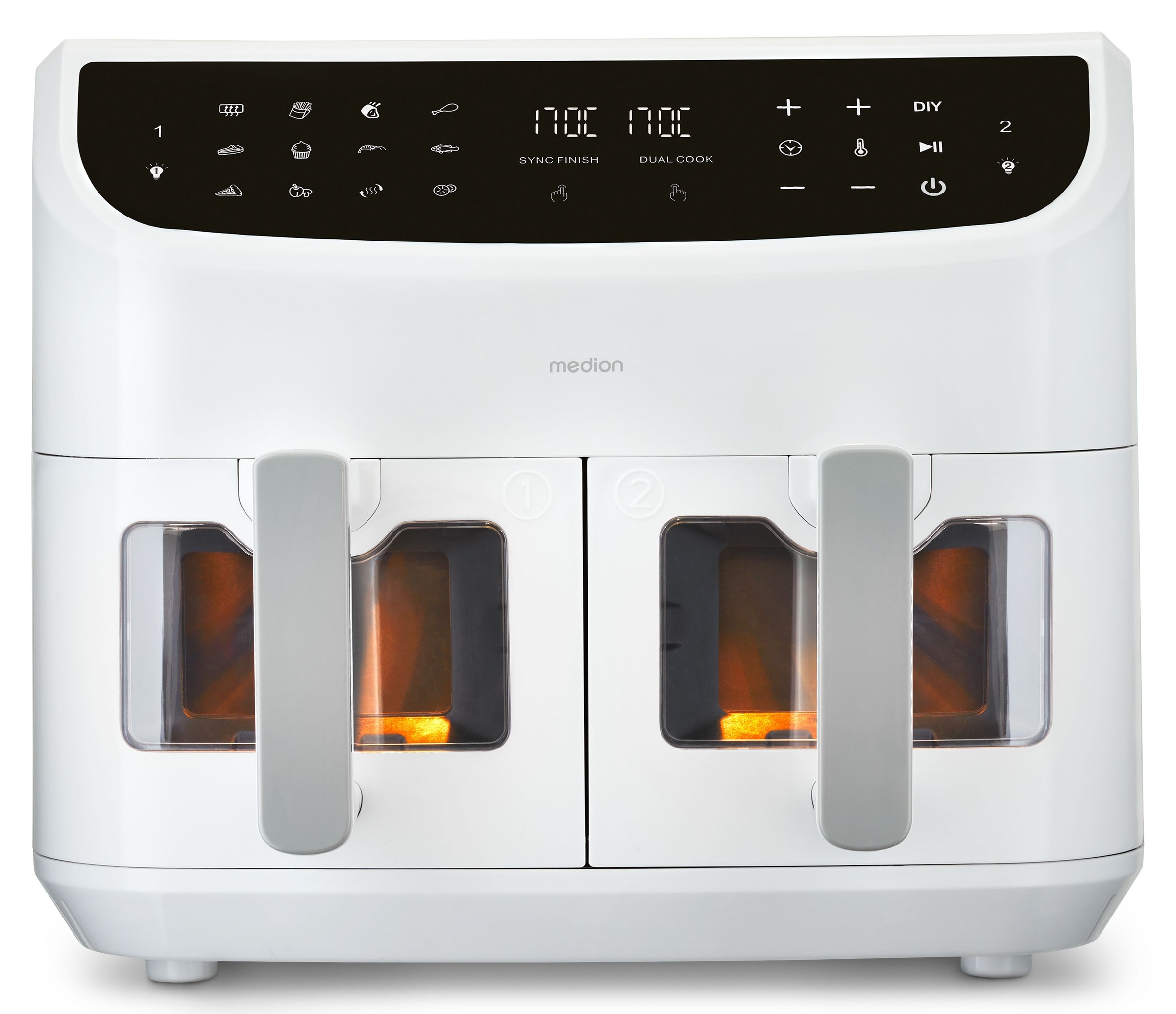 Medion Heißluftfritteuse "MD 11760 P20XXL Twin" 2400 W Temperatur 50 - 200 günstig online kaufen