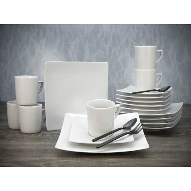 CreaTable Kaffeeservice »Geschirr-Set Elegance«, (18 tlg., Kaffeegeschirr  für 6 Personen), Service, weiß, elegante Form, Made in Europe, 18 Teile,  für 6 Personen | BAUR