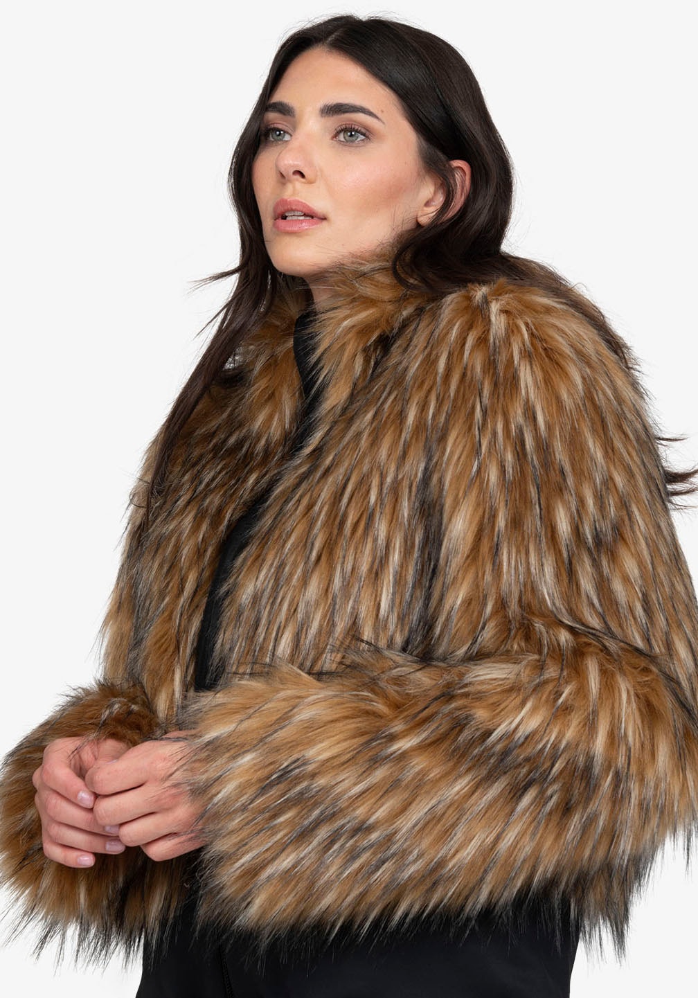 Sportalm Kitzbühel Fellimitatjacke mit Kapuze Regular fit mit Rundhalsaussc günstig online kaufen