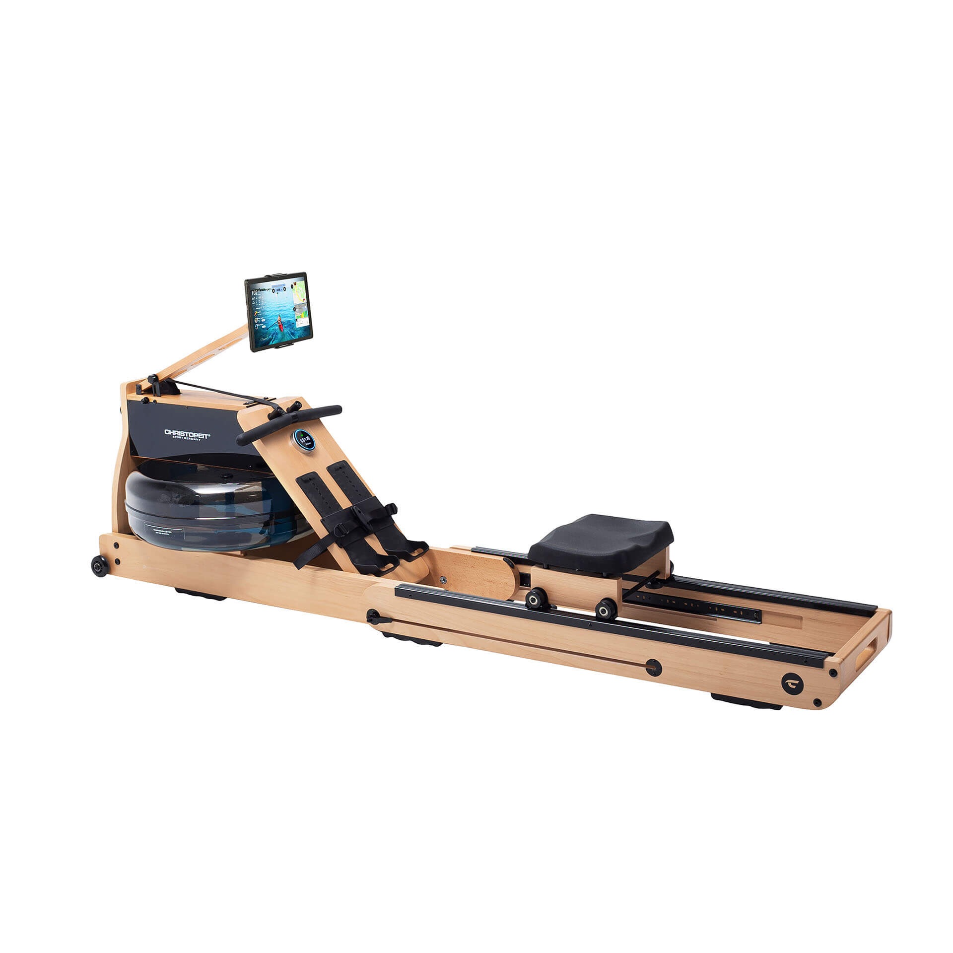 Christopeit Sport Ruderzugmaschine "WP 5000 Wasserrudergerät" Testsieger Stiftung Warentest Ausgabe 1/2025, Rudermaschine, Holz