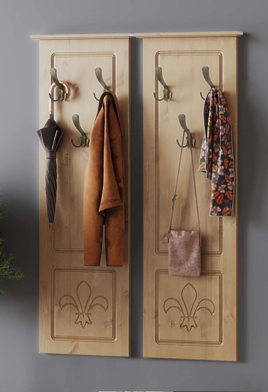 Home affaire Garderobenpaneel "Lille 2 Wandpaneele mit je 3 Garderoben-Hake günstig online kaufen