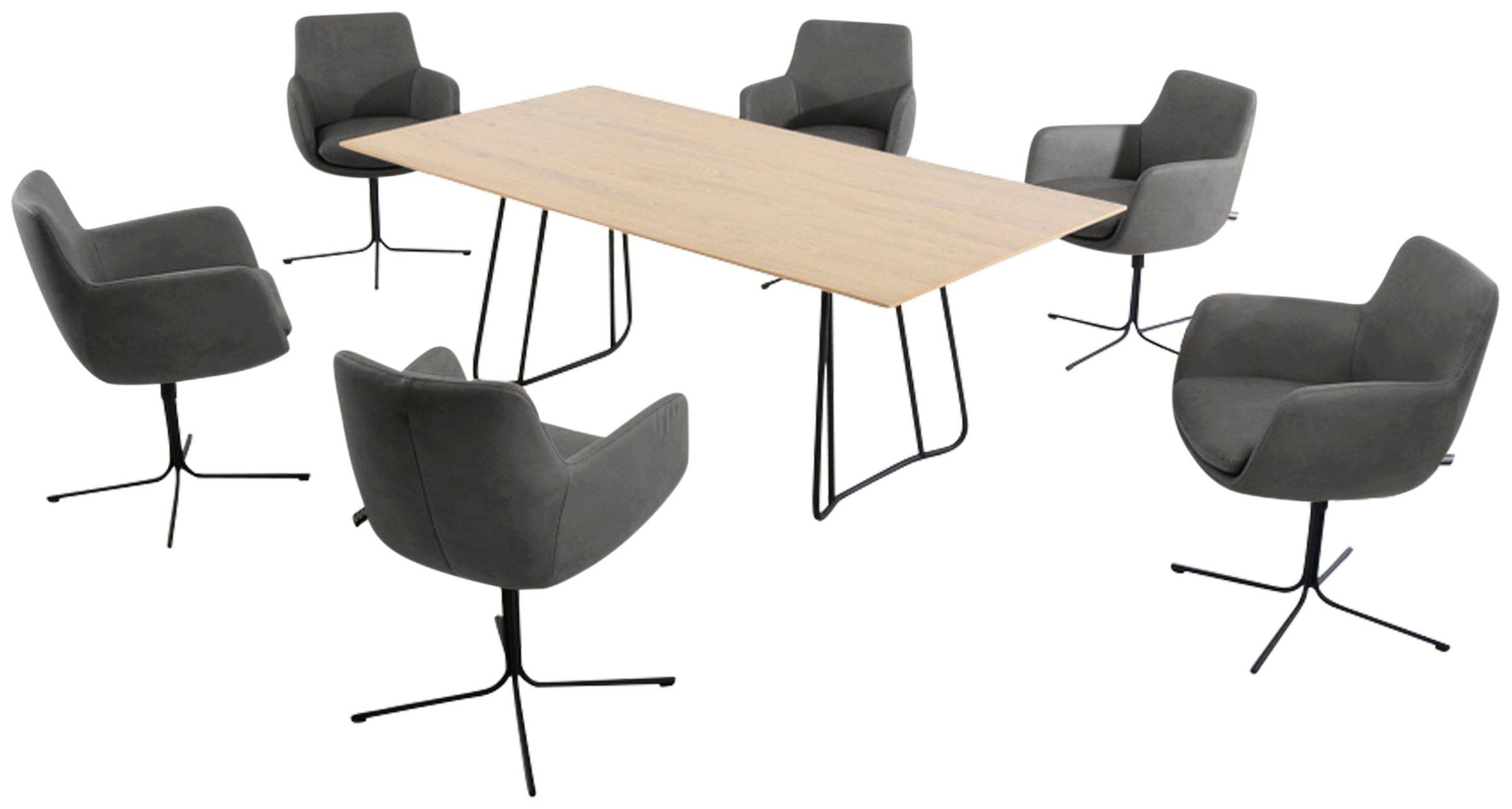 K+W Komfort & Wohnen Drehstuhl "Pego" () filigranem 4-Fuß-Gestell in schwar günstig online kaufen