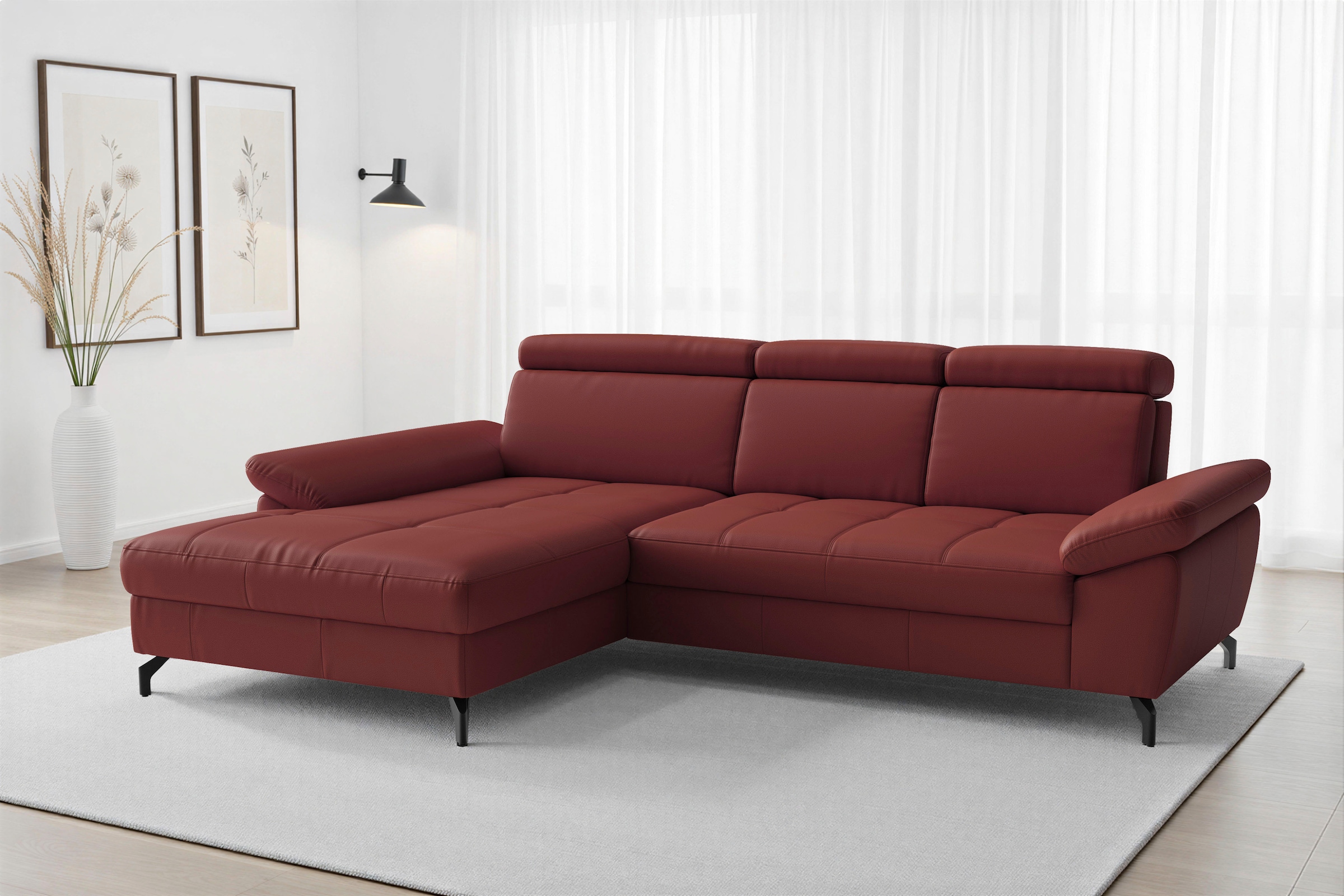 sit&more "Vanity L-Form, Leder, B: 264 cm, mit Sitz-, Kopf u. Armteilverstellung" Couch optional mit Schlaffunktion & Bettkasten, in Leder
