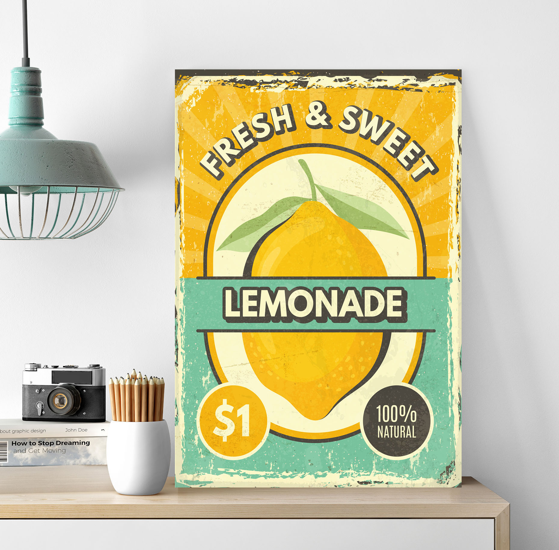 queence Metallbild "Lemonade" Getränke Schriftzug Schriftzüge 1 Stk. tlg. Stahlschilder