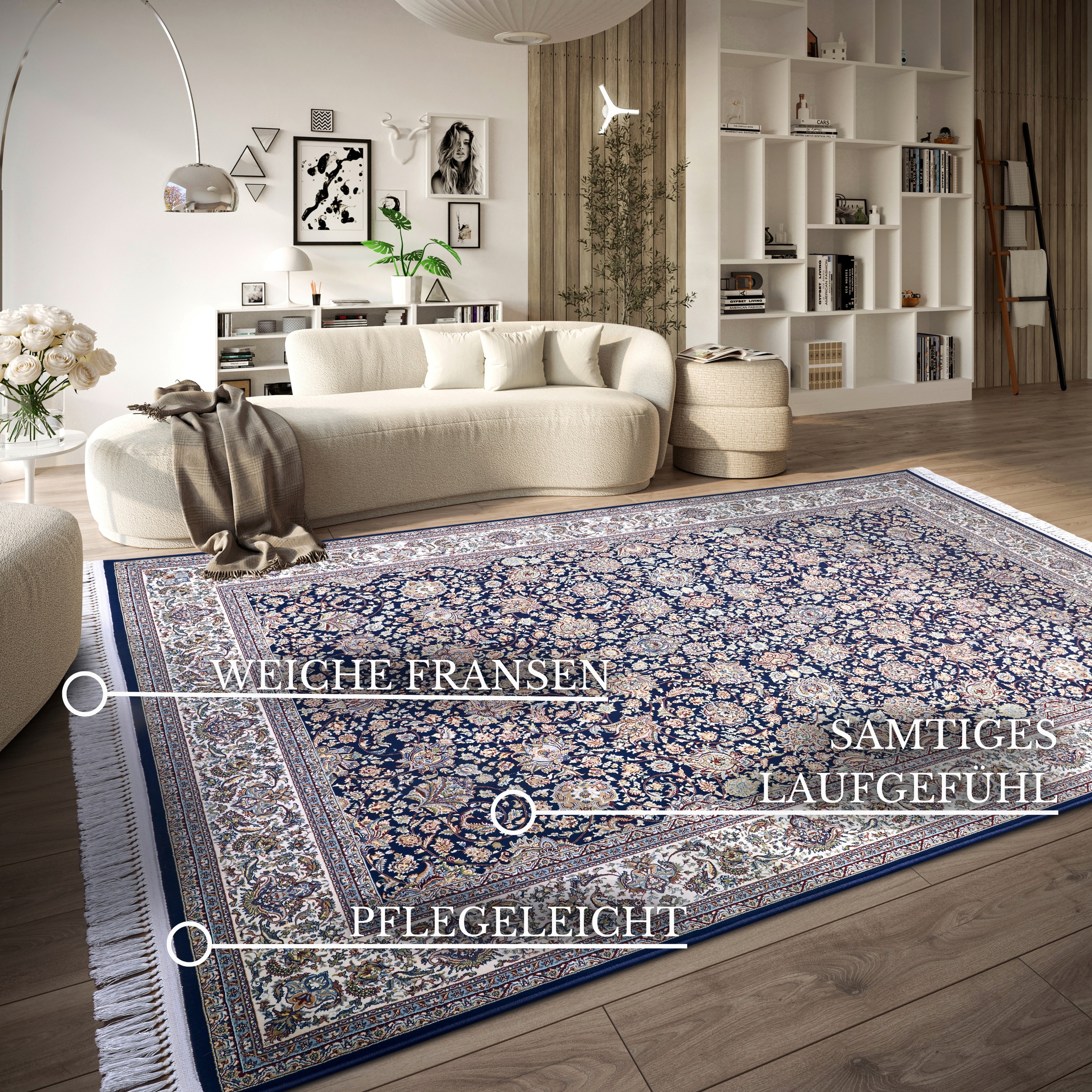 Thumbnail - Villeroy & Boch Teppich "Alfred", rechteckig, 7 mm Höhe, Orientalisch, Fransen, Wohnzimmer, Schlafzimmer, Klassisch, Kur...