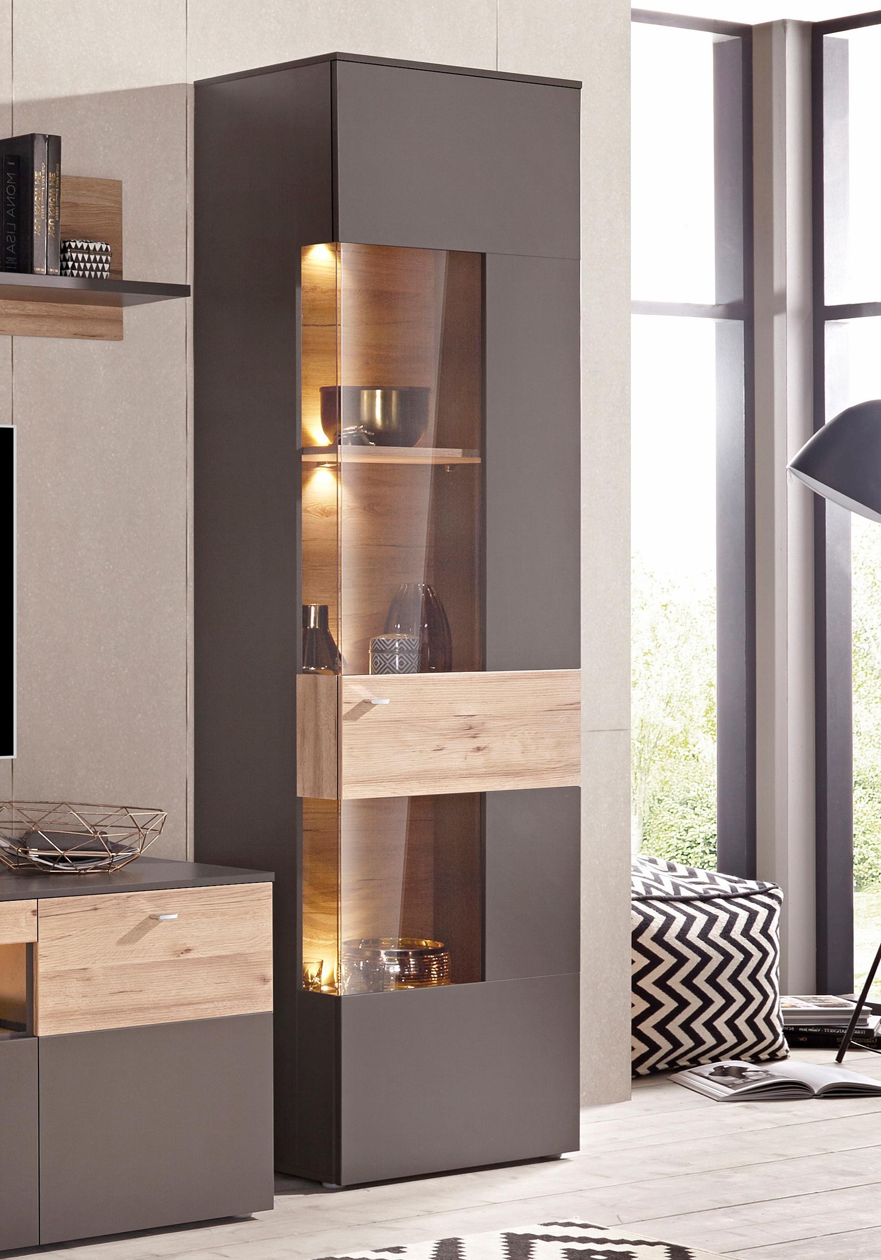 FORTE "Como" Vitrine, Glastüre, LED Beleuchtung, Soft Close Linksanschlag günstig online kaufen