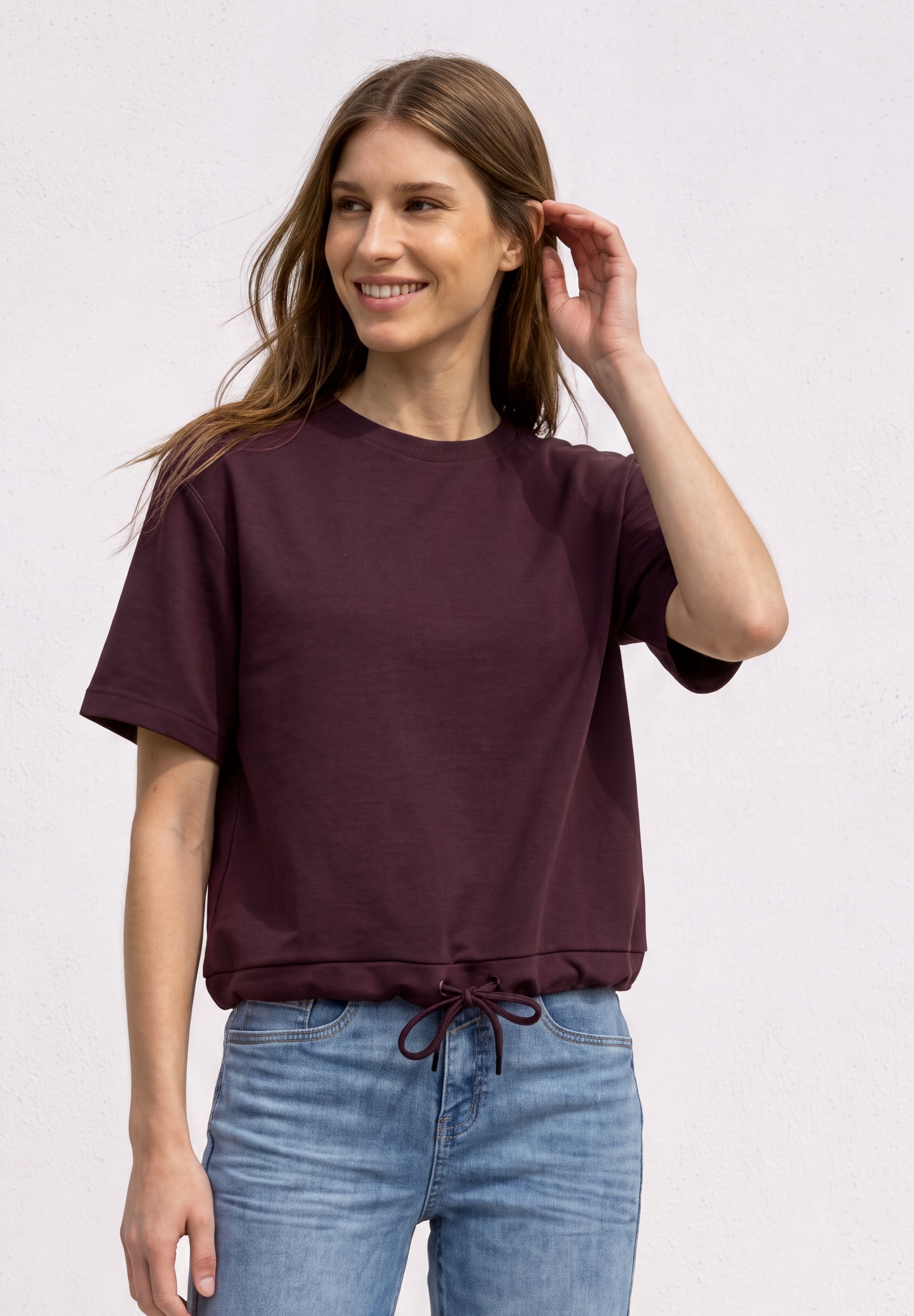 STREET ONE T-Shirt mit Elastiksaum und Tunnelzug