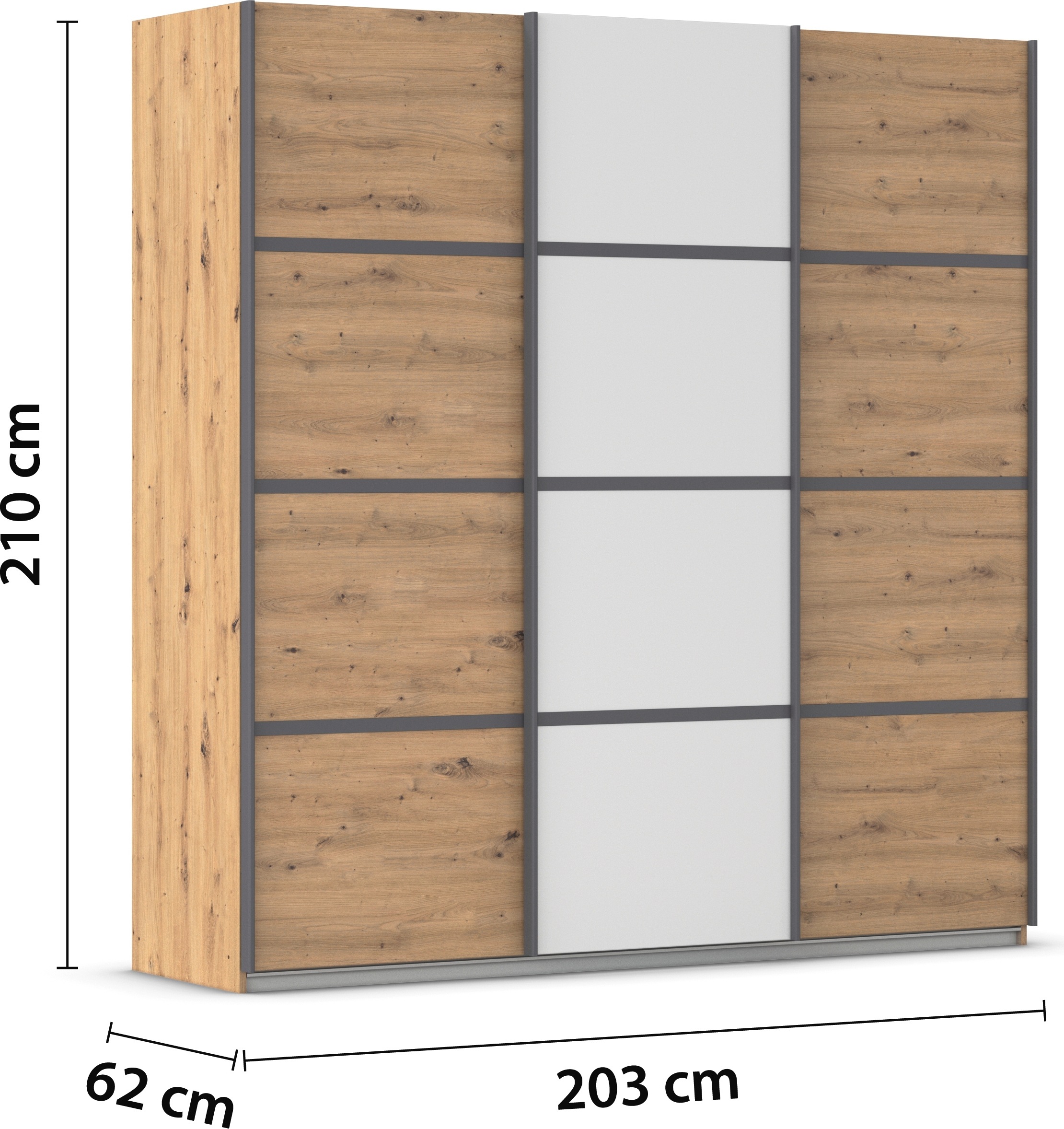 rauch Kleiderschrank »Schwebetürenschrank Garderobe Schrank TOP ANGEBOT Avola«, (in 3 verschiedenen Ausstattungen BASIC/CLASSIC/PREMIUM), mit eleganten Zierleisten in Chrom, Schwarz oder Weiß MADE IN GERMANY