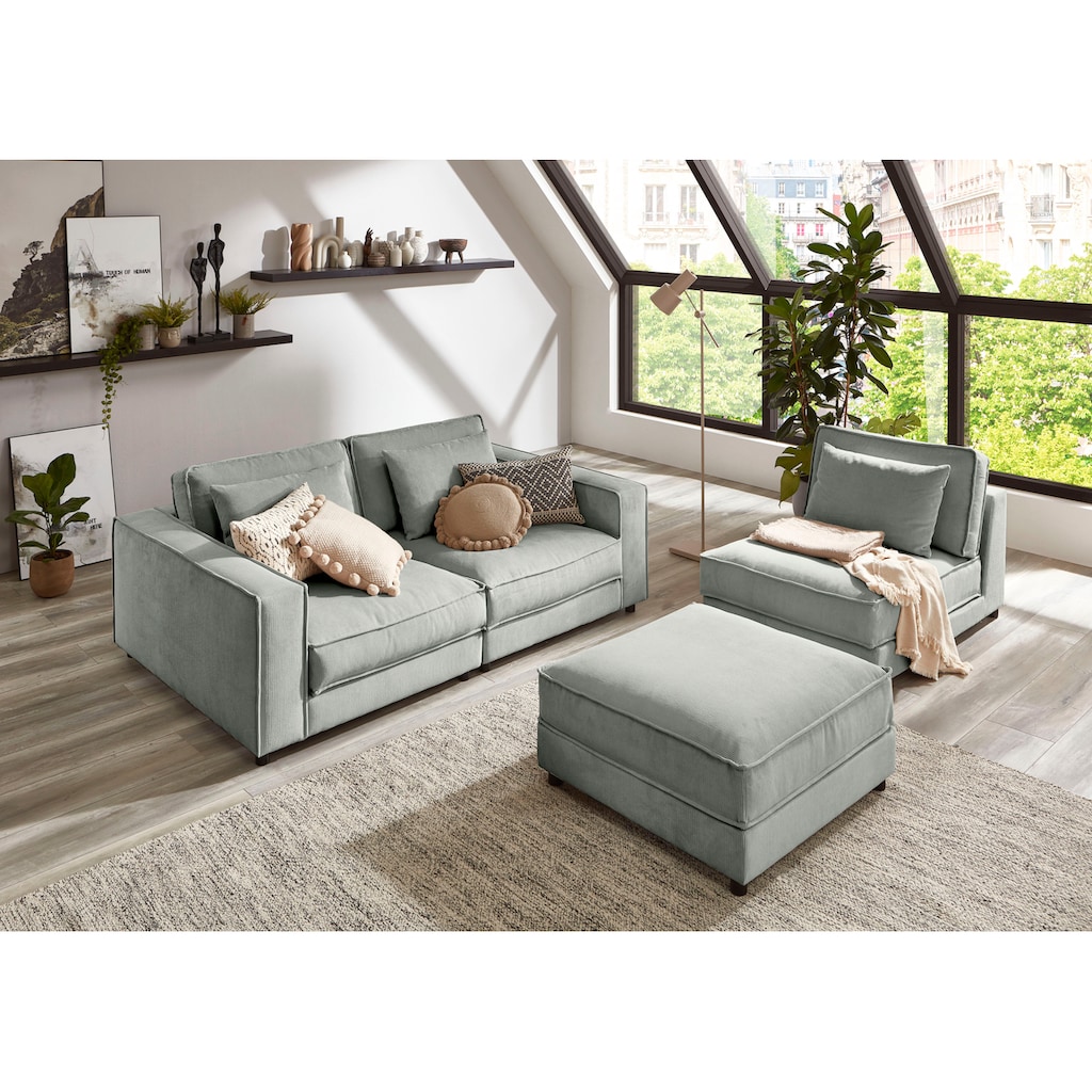 ATLANTIC home collection XXL-Sessel »Valan«, XXL-Sitzfläche, mit Cord-Bezug, frei stellbar, mit Wellenunterfederung