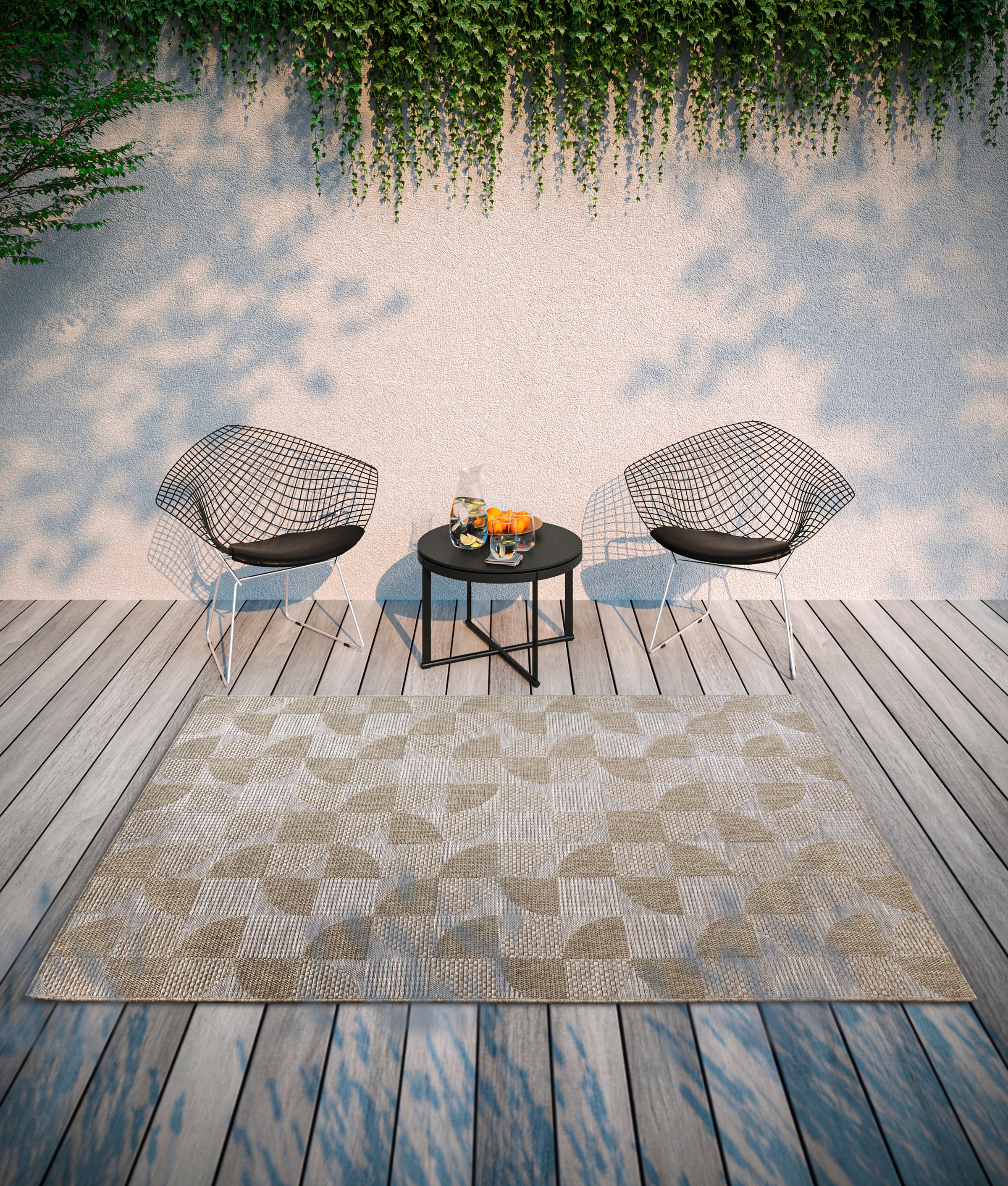 Villeroy & Boch Teppich »Margaretha«, rechteckig, 8 mm Höhe, In-& Outdoor, Flachgewebe, wetterfest, Terrasse, Balkon, natur, modern