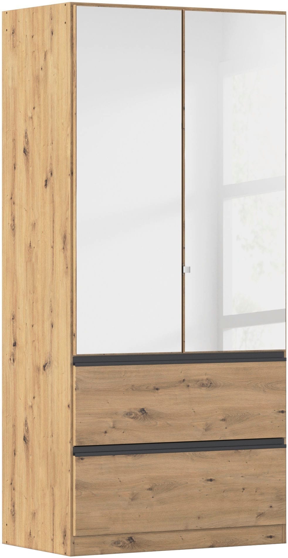 rauch Drehtürenschrank "Kleiderschrank Schrank Garderobe COSTA in den Breiten 91/136/181 cm" in 3 Ausstattungen BASIC/CLASSIC/PREMIUM, mit Spiegel, grifflose Front und Push-to-Open Funktion MADE IN GERMANY