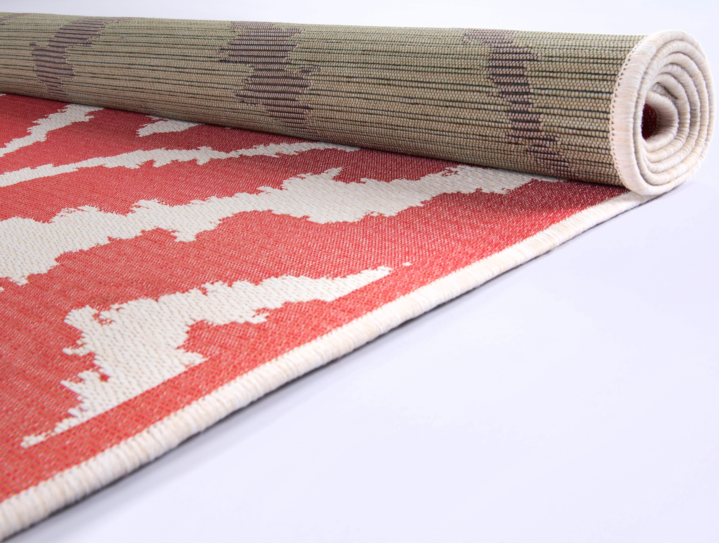 Teppich TOM TAILOR HOME "Garden Pattern" Gr. 4, rot (coral), B:160cm H:3mm L:230cm, Kunstfaser, Teppiche, Teppich, Flachgewebe, modernes Rauten Design, In- und Outdoor geeignet 3