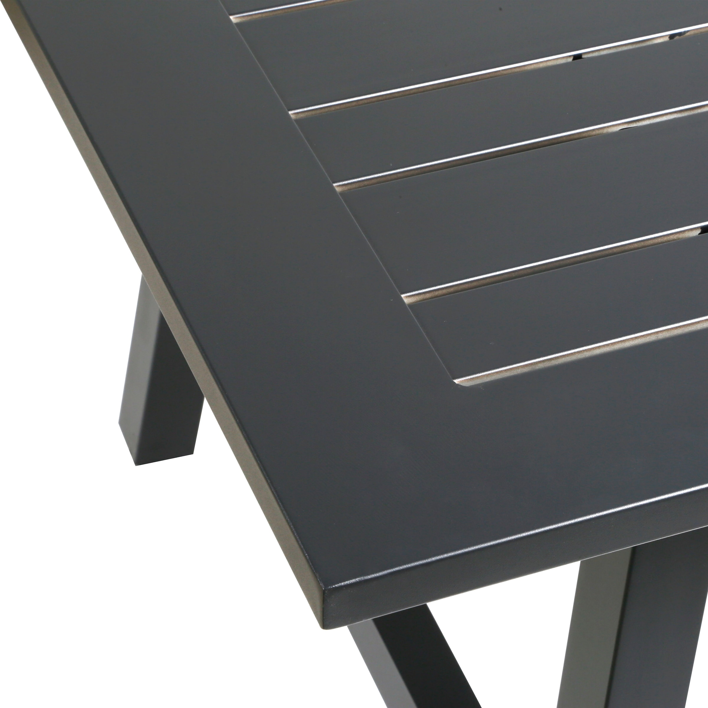 KONIFERA Garten-Essgruppe »Edessa Komfort«, (Set, 17 tlg., 8x Stuhl mit Rückenverstellung, 1x Tisch 220x97x74 cm, inkl. Auflagen), Tischplatte aus Alu-Lamellen,Armlehne mit Seilgeflecht&Noonwood-Latten